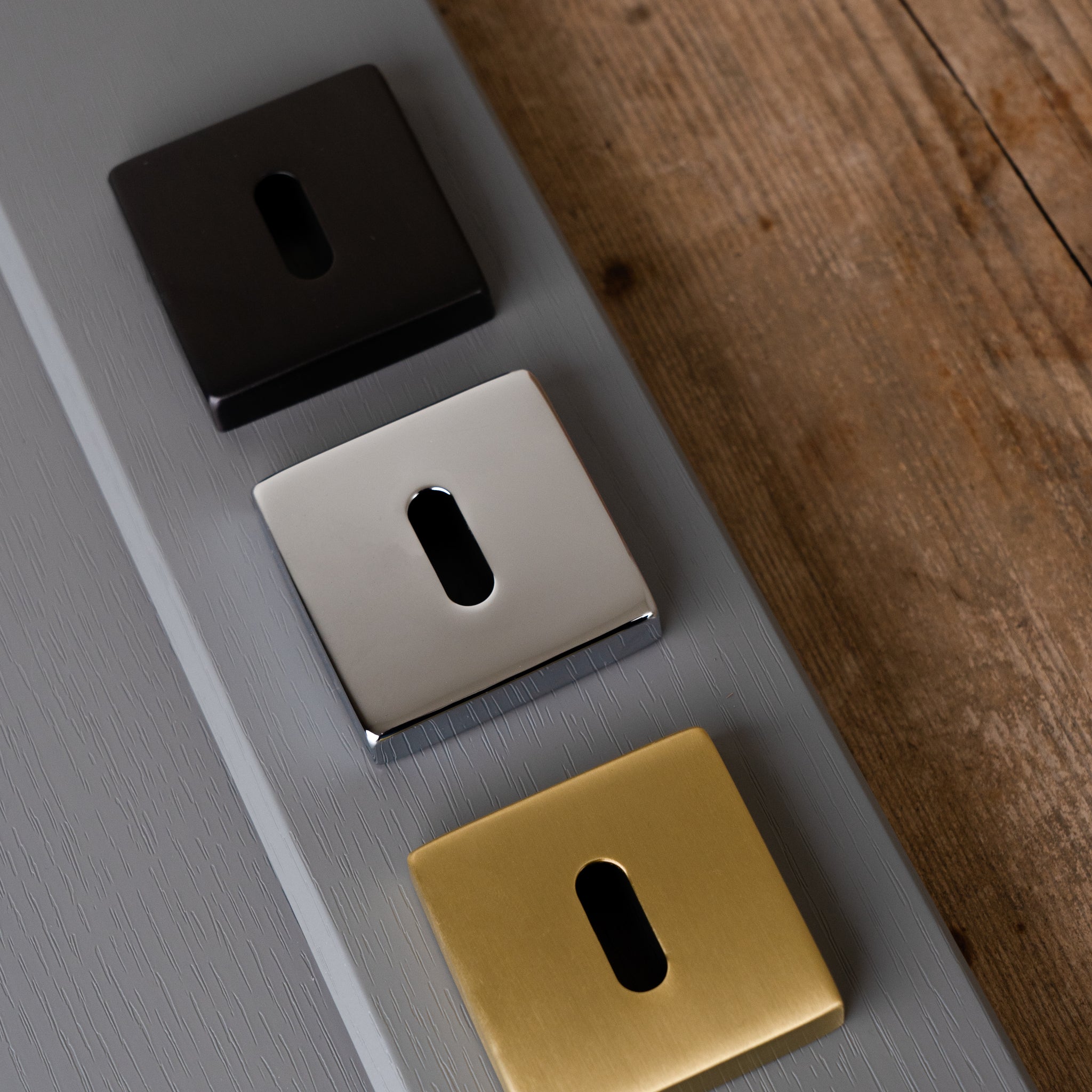 modern square keyhole covers for British Standard locks SHOW