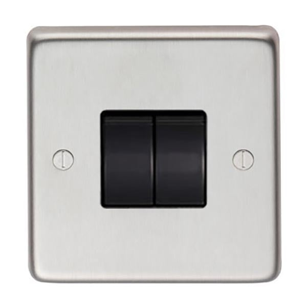 SHOW Image of Double 10 Amp Switch with Satin Stainless Steel finish