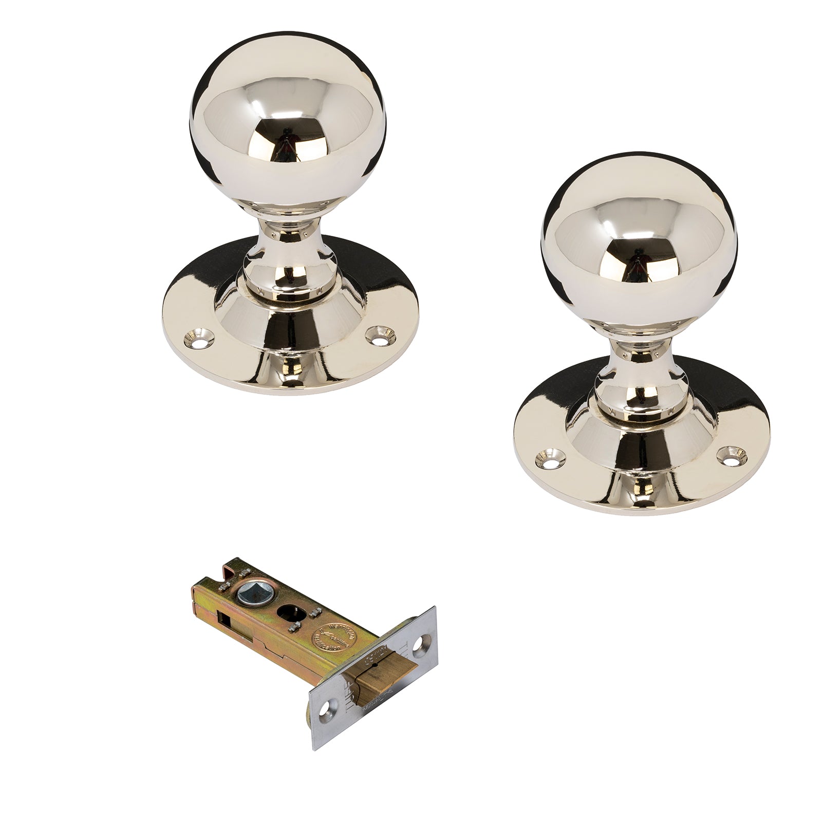 Round Nickel Door Knobs 3 inch Latch Set