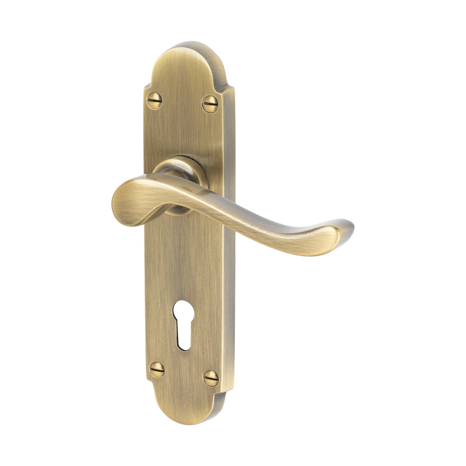 Savoy Door Handles On Plate Lock Handle in Aged Brass 