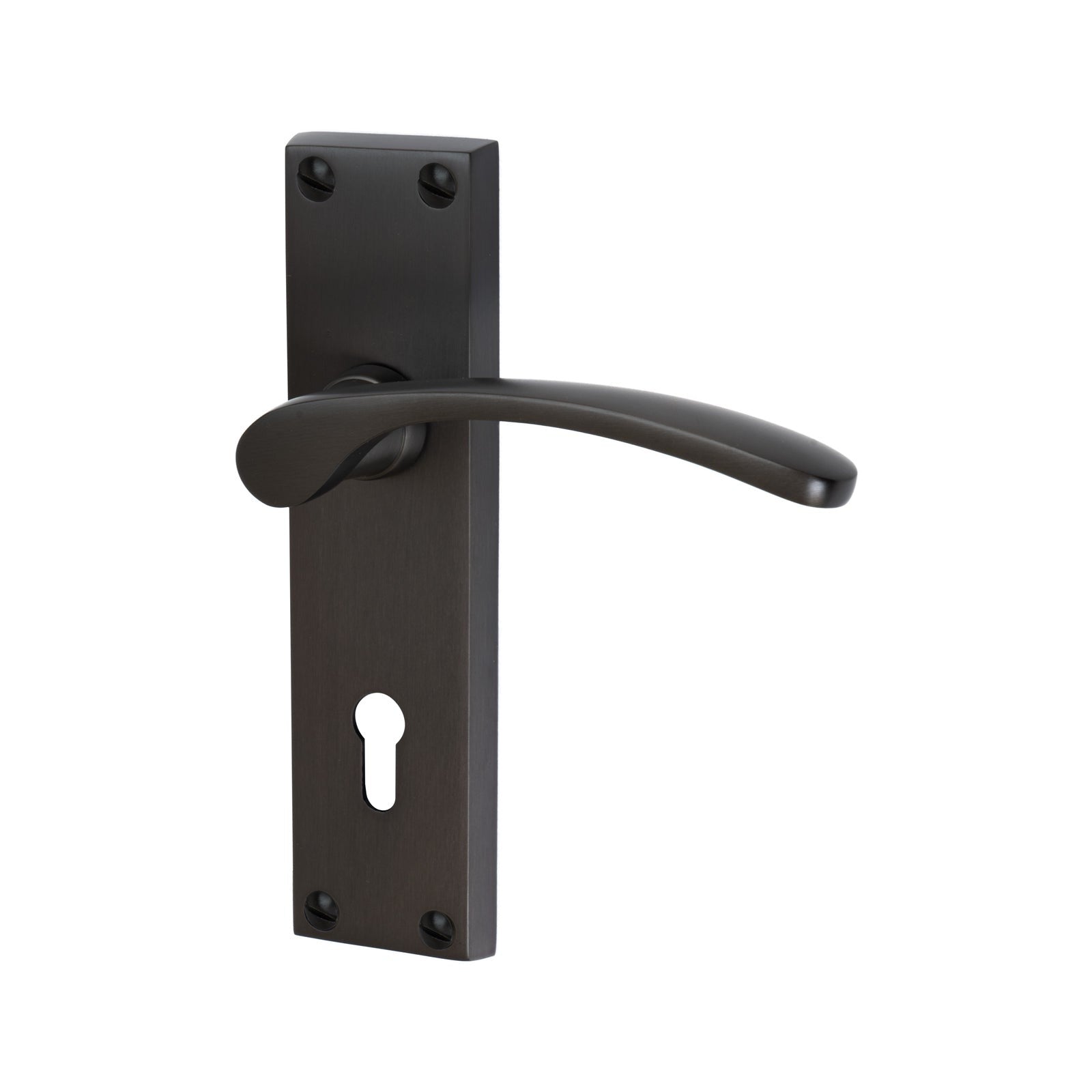 Sophia Door Handles On Plate Lock Handle in Matt Bronze 