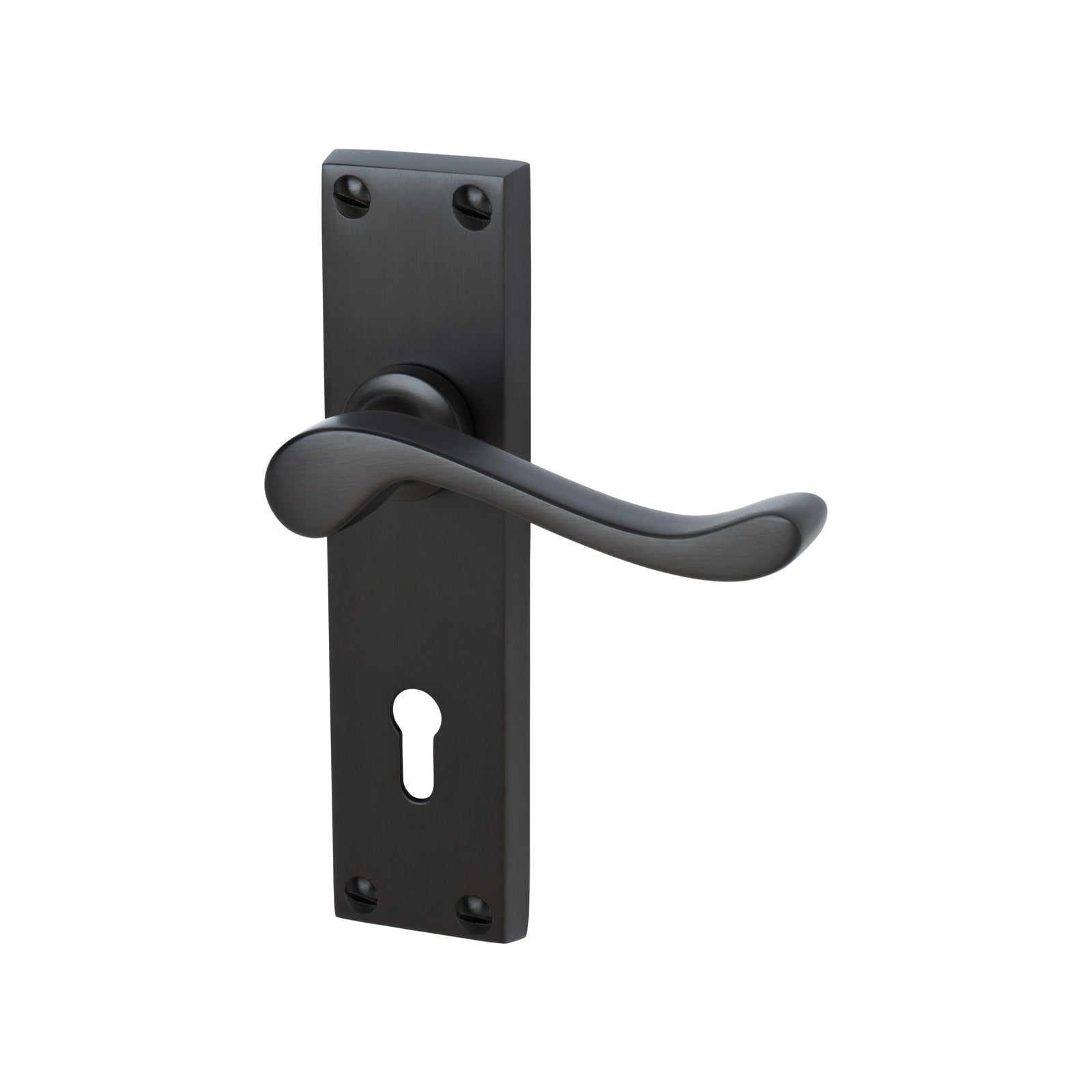 Bedford Door Handles On Plate Lock Handle in Matt Bronze 