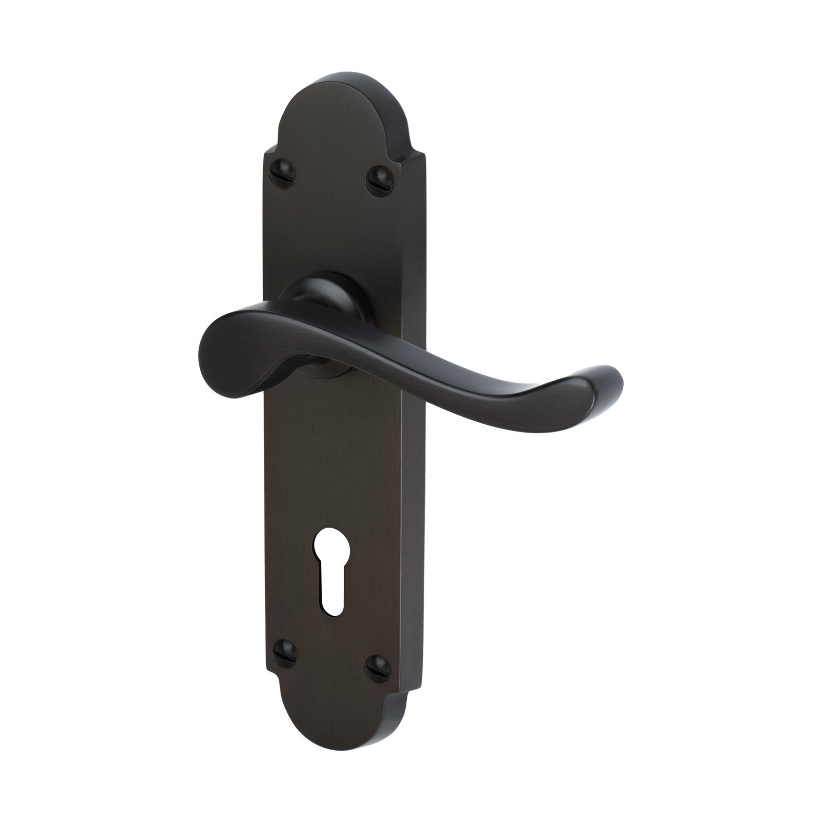 Savoy Door Handles On Plate Lock Handle in Matt Bronze 