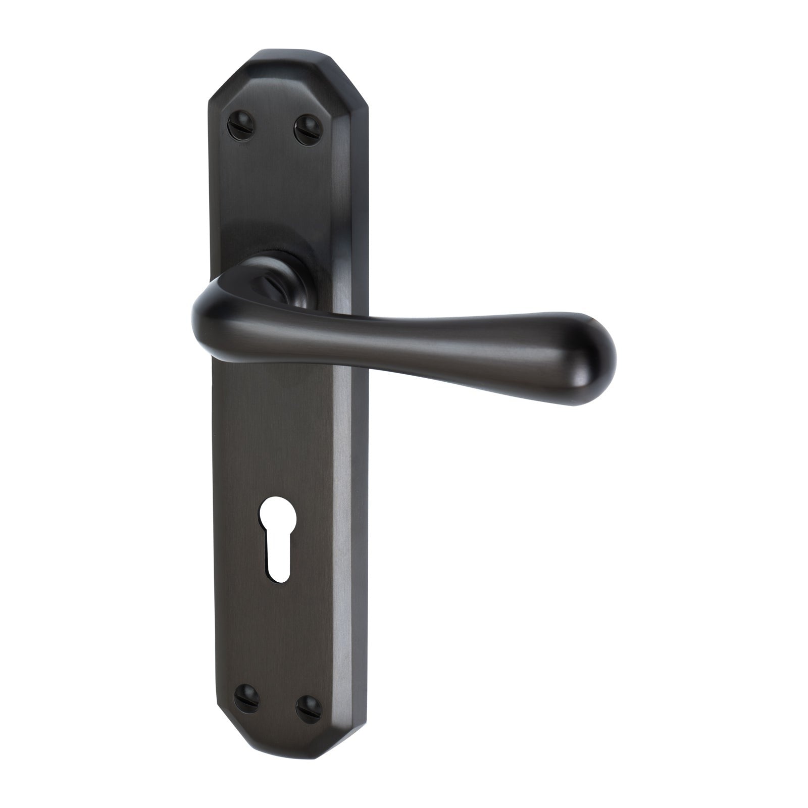 Charlbury Door Handles On Plate Lock Handle in Matt Bronze 