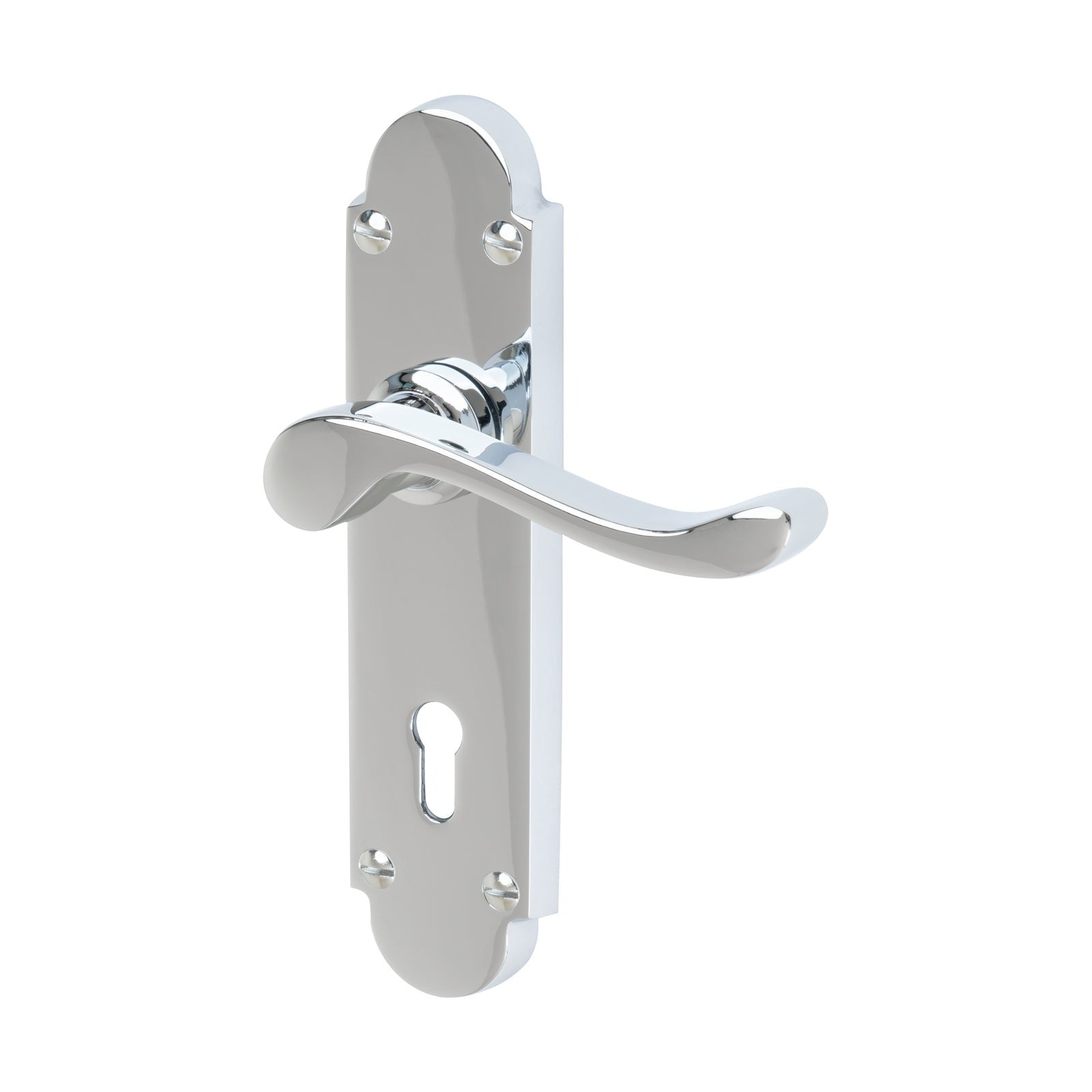 Savoy Door Handles On Plate Lock Handle in Polished Chrome 