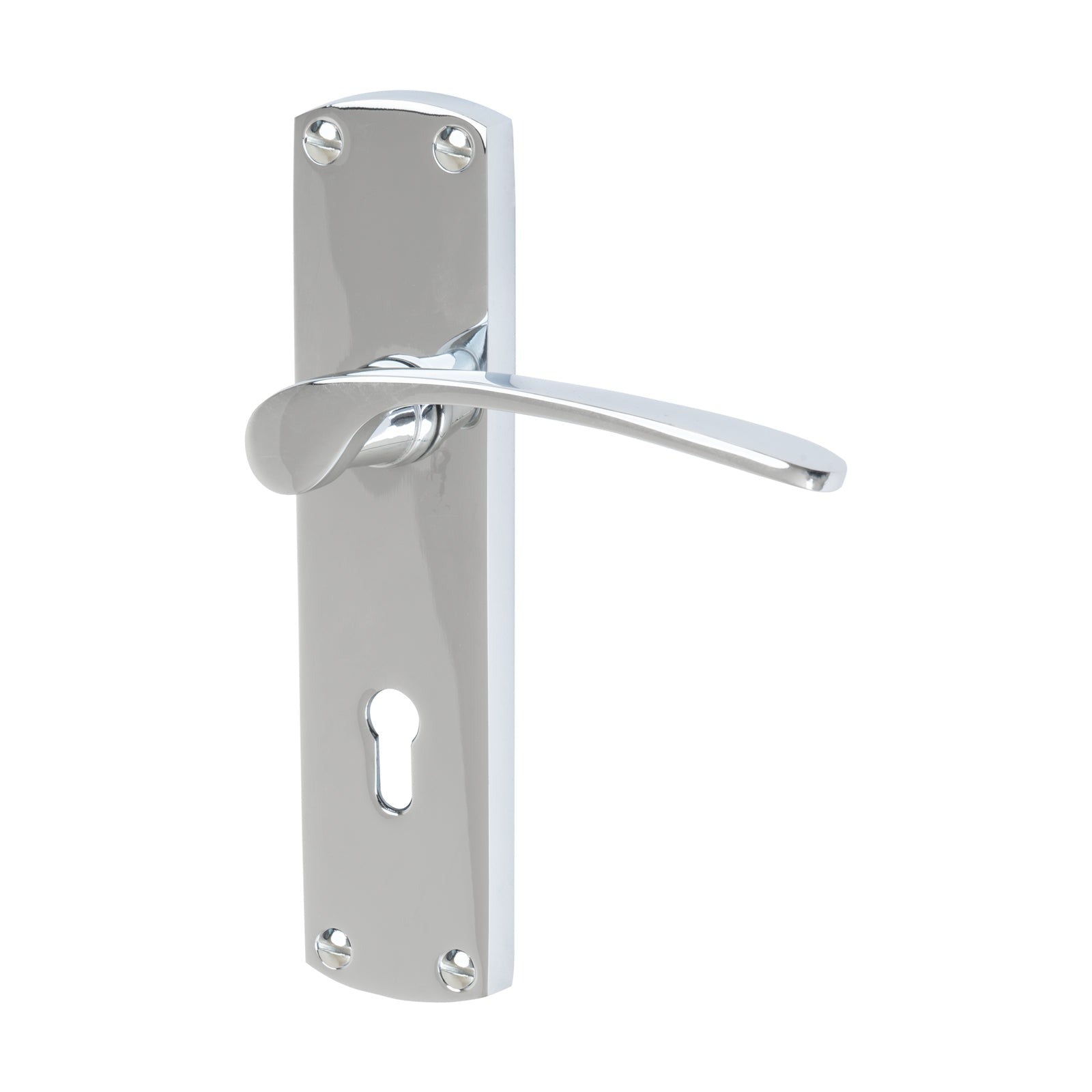 Diplomat Door Handles On Plate Lock Handle in Polished Chrome 