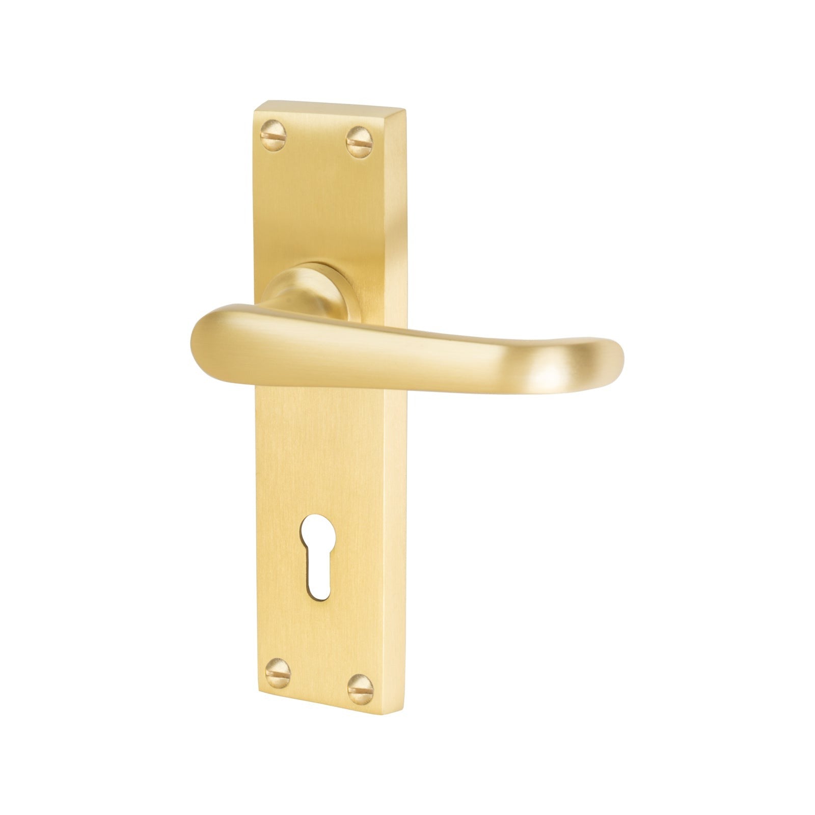 Windsor Door Handles On Plate Lock Handle in Satin Brass 