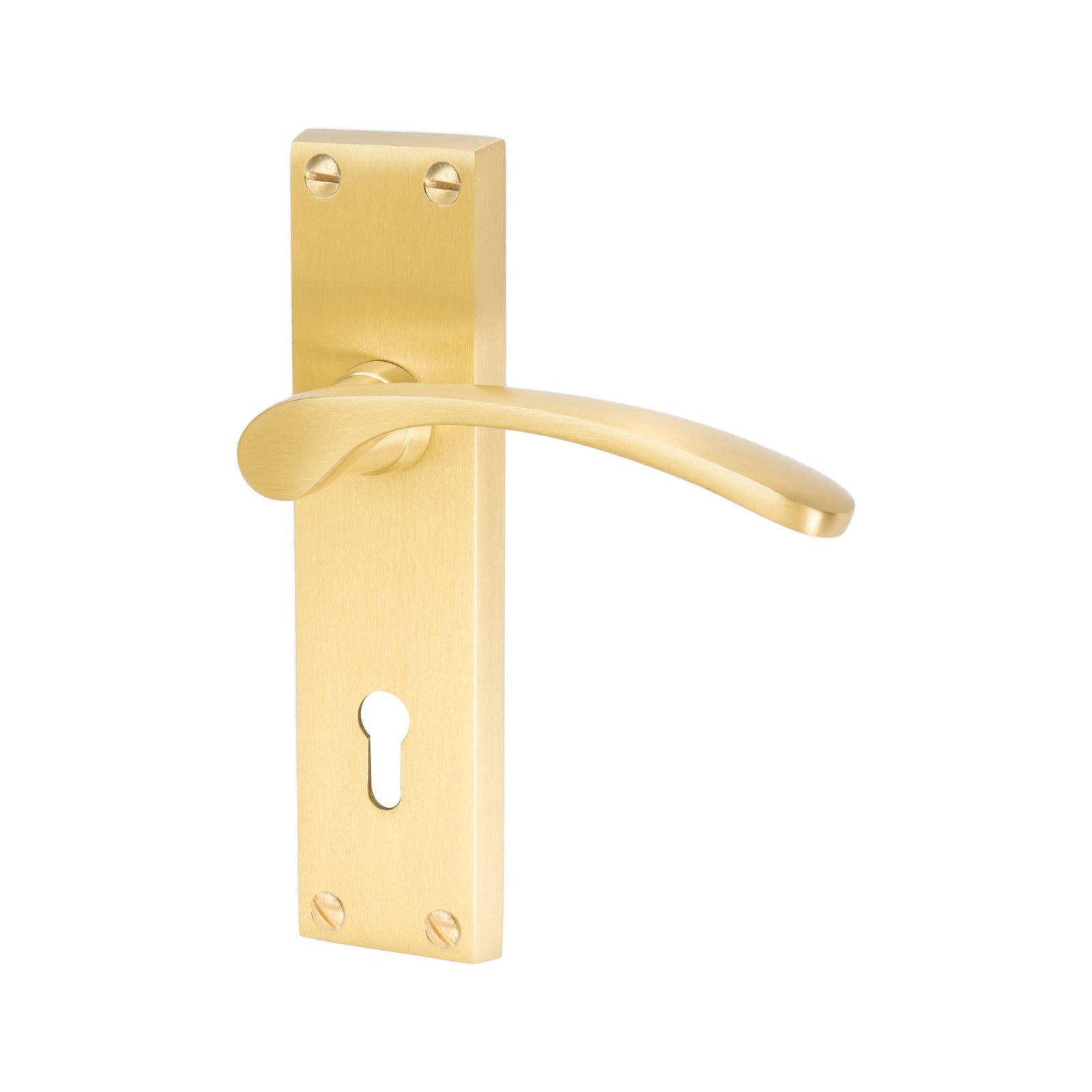 Sophia Door Handles On Plate Lock Handle in Satin Brass 