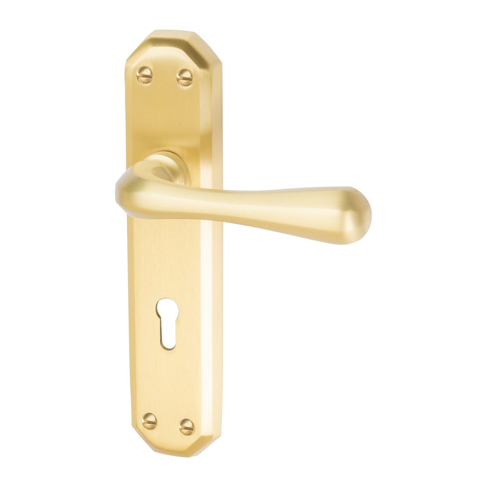 Charlbury Door Handles On Plate Lock Handle in Satin Brass 