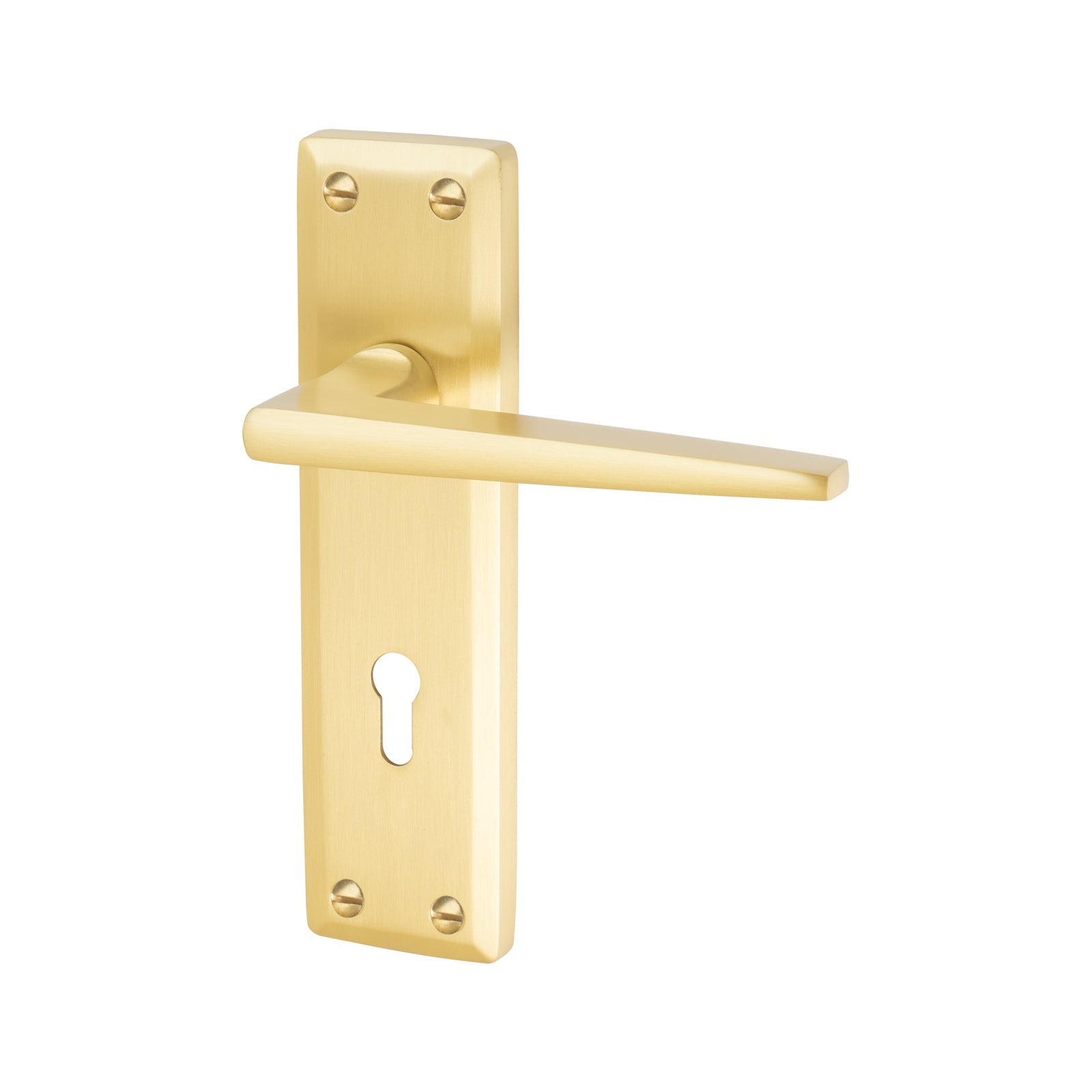 Kendal Door Handles On Plate Lock Handle in Satin Brass 