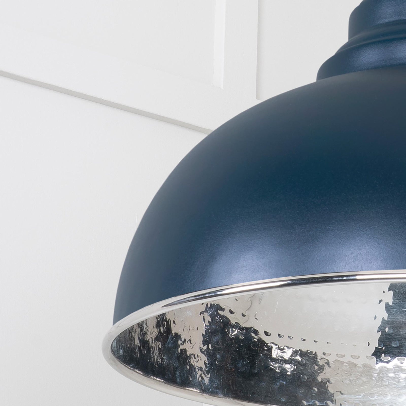 SHOW Close Up Image Harborne Ceiling Light in Dusk In Hammered Nickel