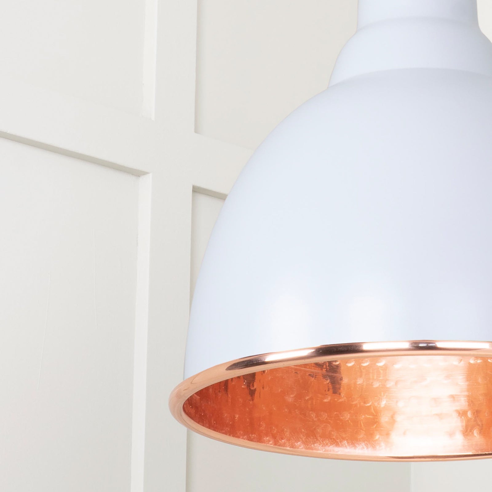 SHOW Close Up image of Brindley Ceiling Light in Tump In Hammered Copper