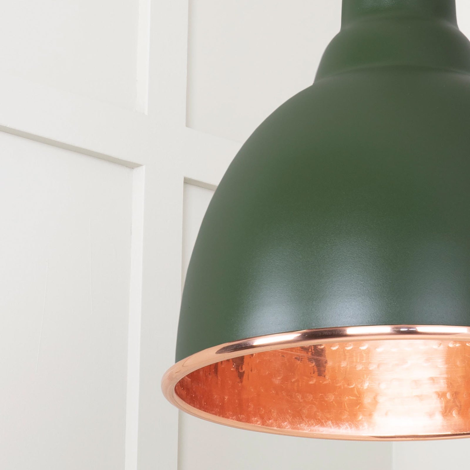 SHOW Close Up image of Brindley Ceiling Light in Heath In Hammered Copper