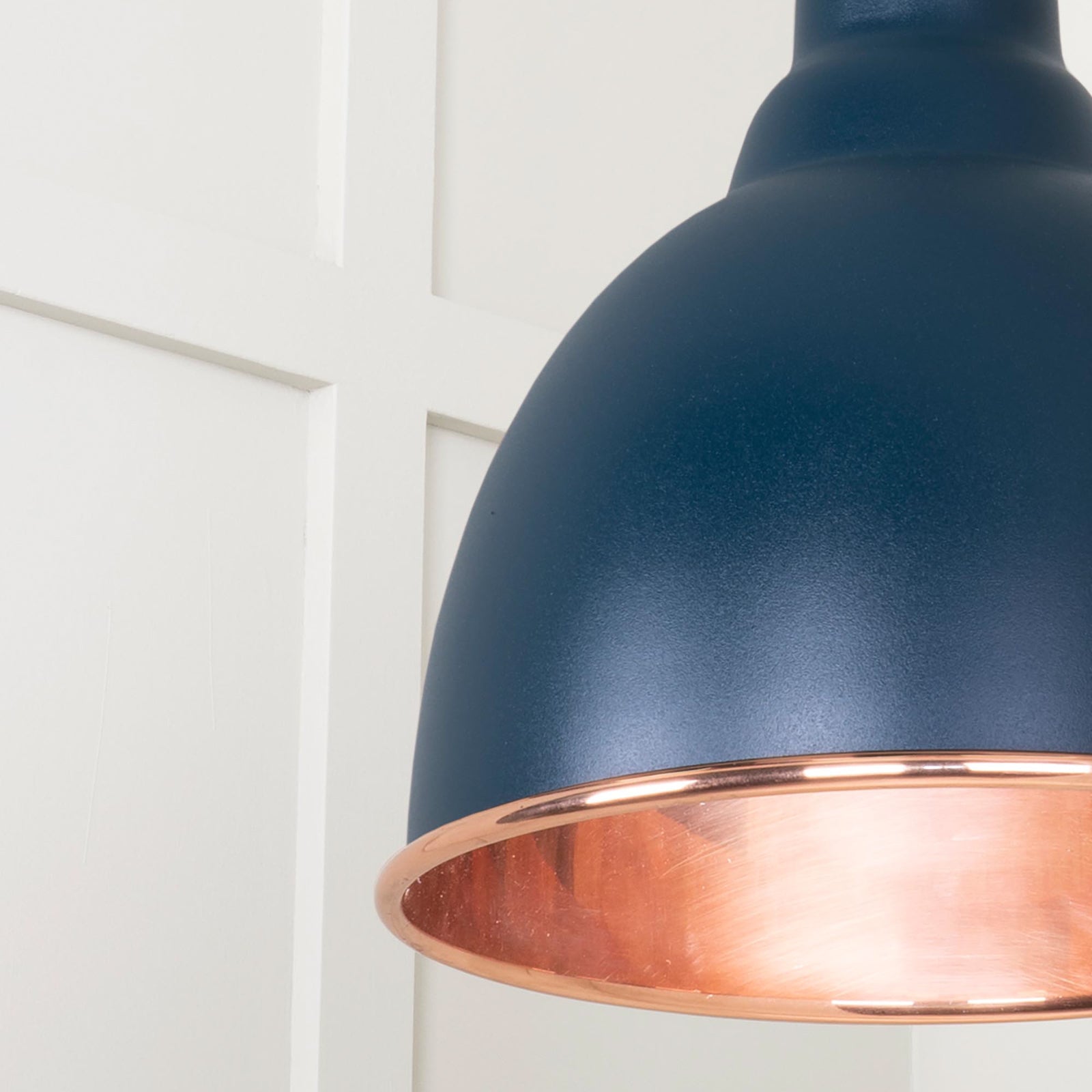 SHOW Close Up image of Brindley Ceiling Light in Dusk In Hammered Copper
