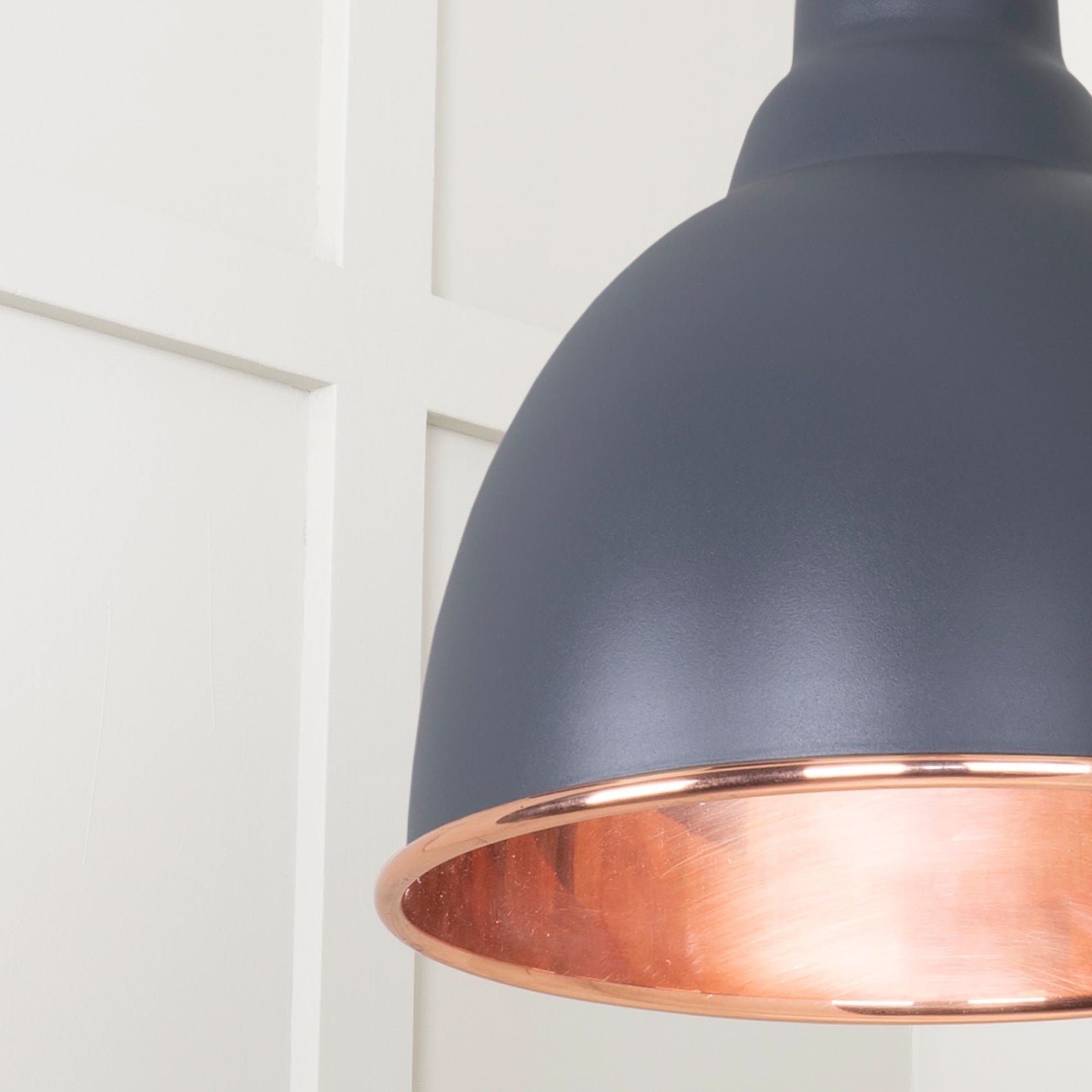 SHOW Close Up image of Brindley Ceiling Light in Slate In Hammered Copper