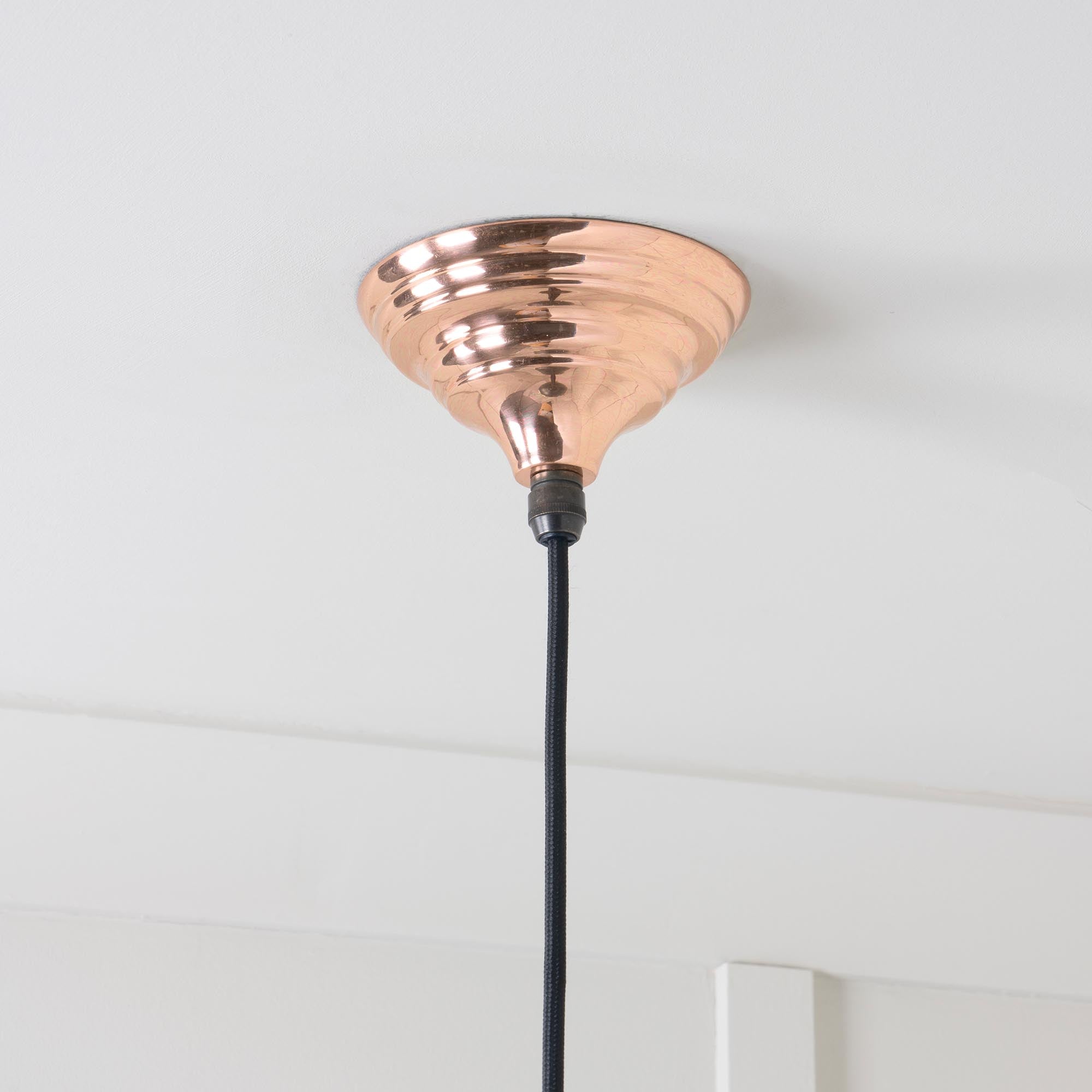 SHOW Close Up Image Harborne Ceiling Light in Burnished Brass In Smooth Copper
