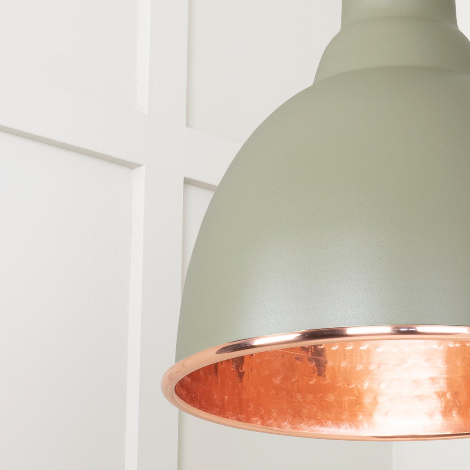SHOW Close Up image of Brindley Ceiling Light in Tump In Hammered Copper