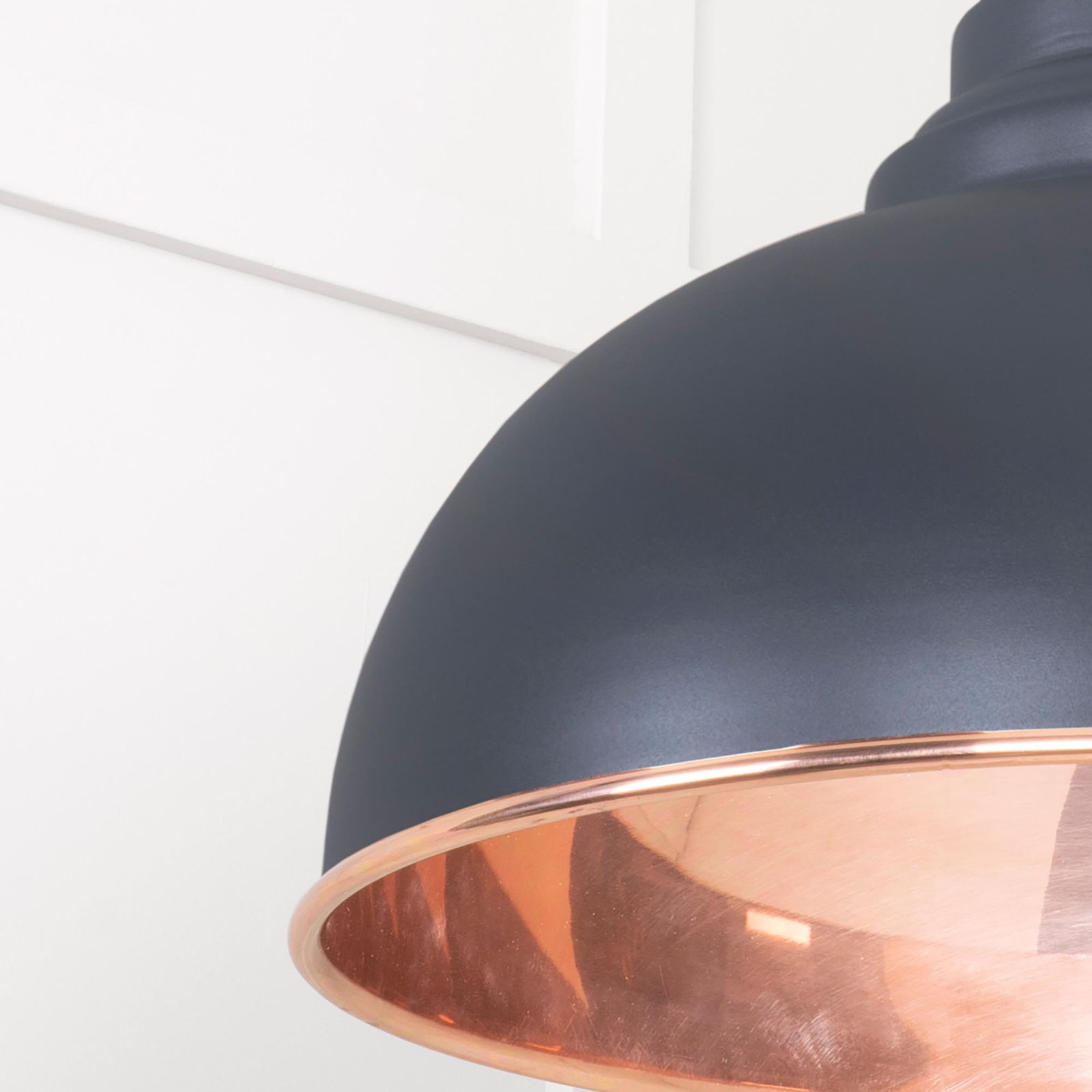 SHOW Close Up Image Harborne Ceiling Light in Slate In Smooth Copper