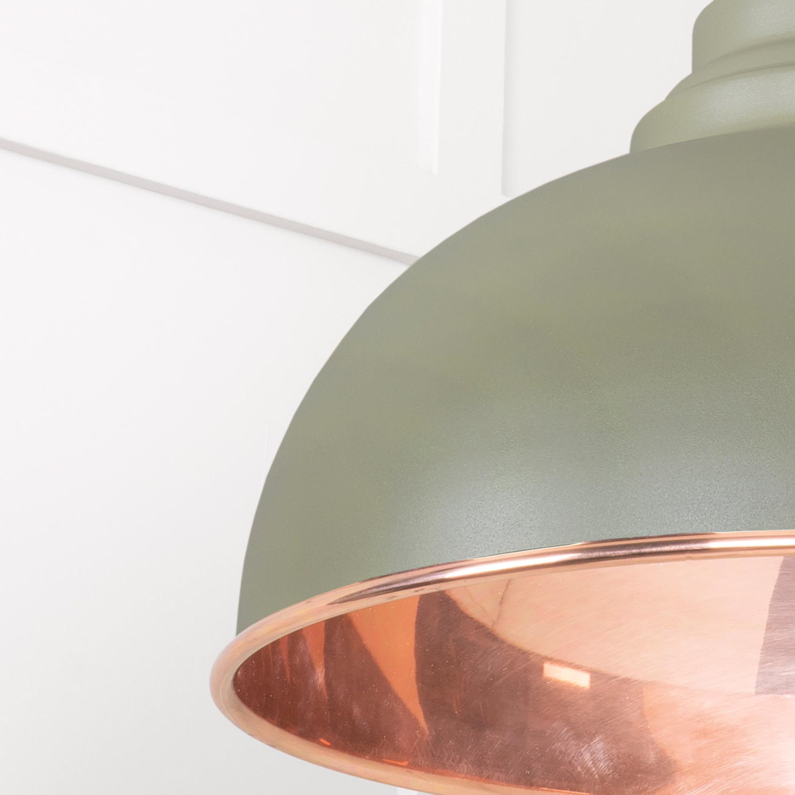SHOW Close Up Image Harborne Ceiling Light in Tump In Hammered Copper