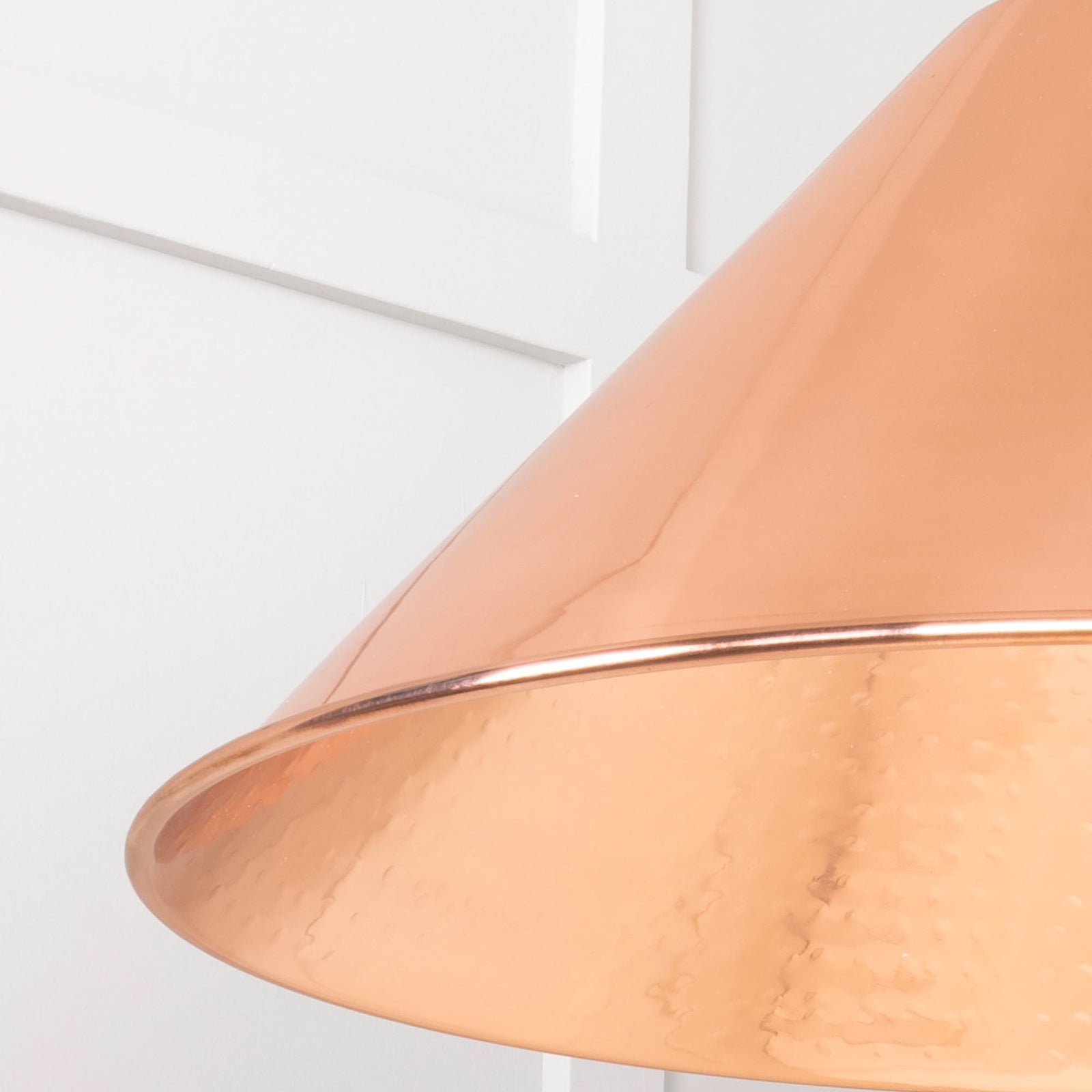 SHOW Close Up Image of Hockley Ceiling Light in Hammered Copper
