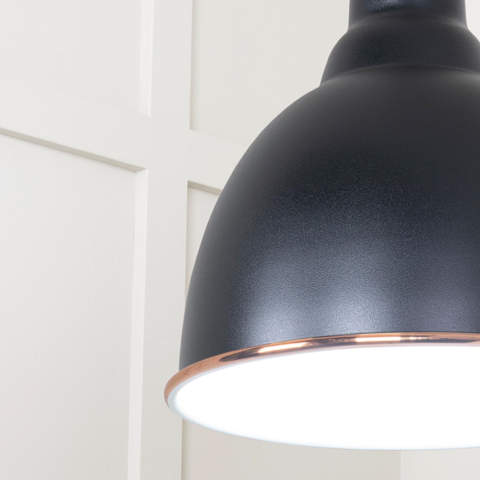SHOW Close Up image of Brindley Ceiling Light in Elan Black In Smooth Copper