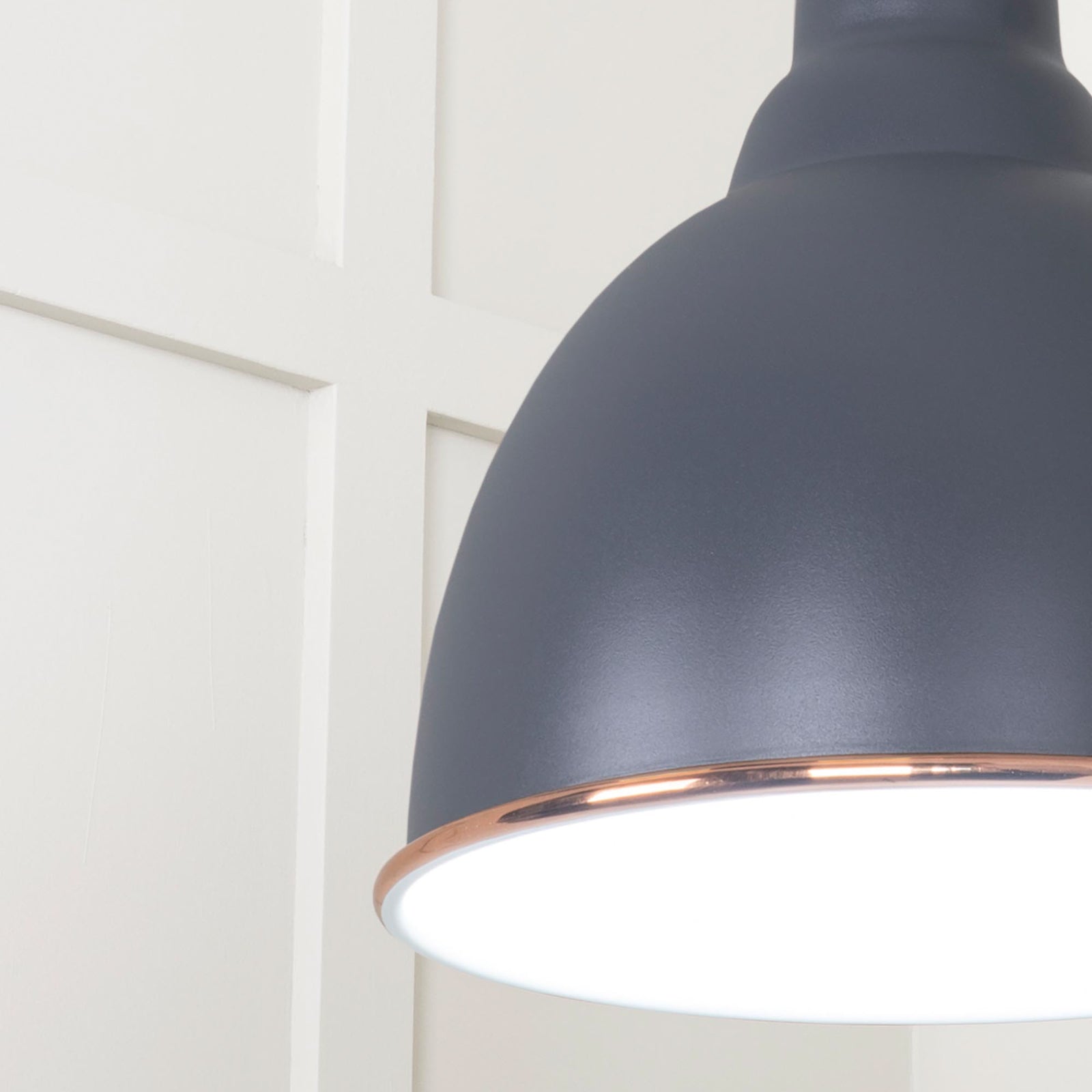 SHOW Close Up image of Brindley Ceiling Light in Slate In Smooth Copper