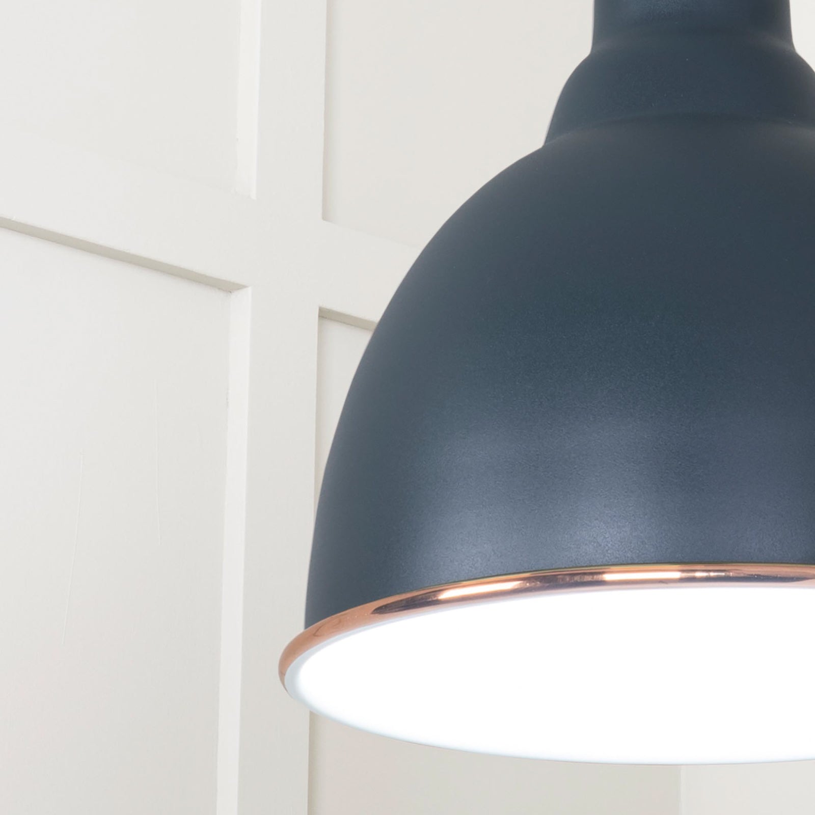 SHOW Close Up image of Brindley Ceiling Light in Soot In Smooth Copper