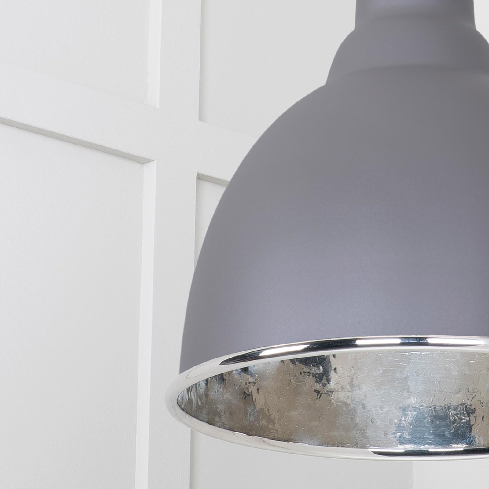 SHOW Close Up image of Brindley Ceiling Light in Bluff In Hammered Nickel