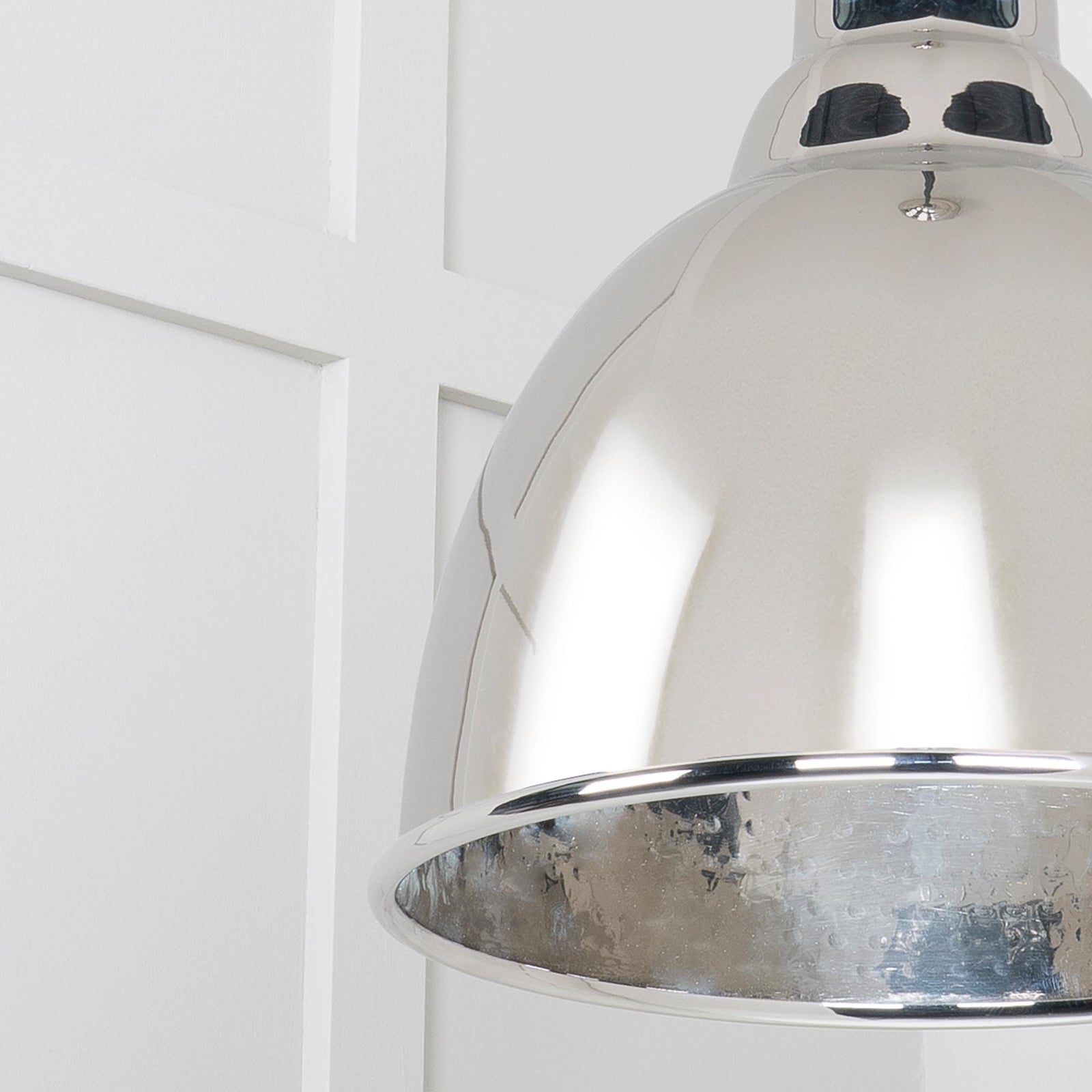 SHOW Close Up Image of Brindley Ceiling Light in Hammered Nickel