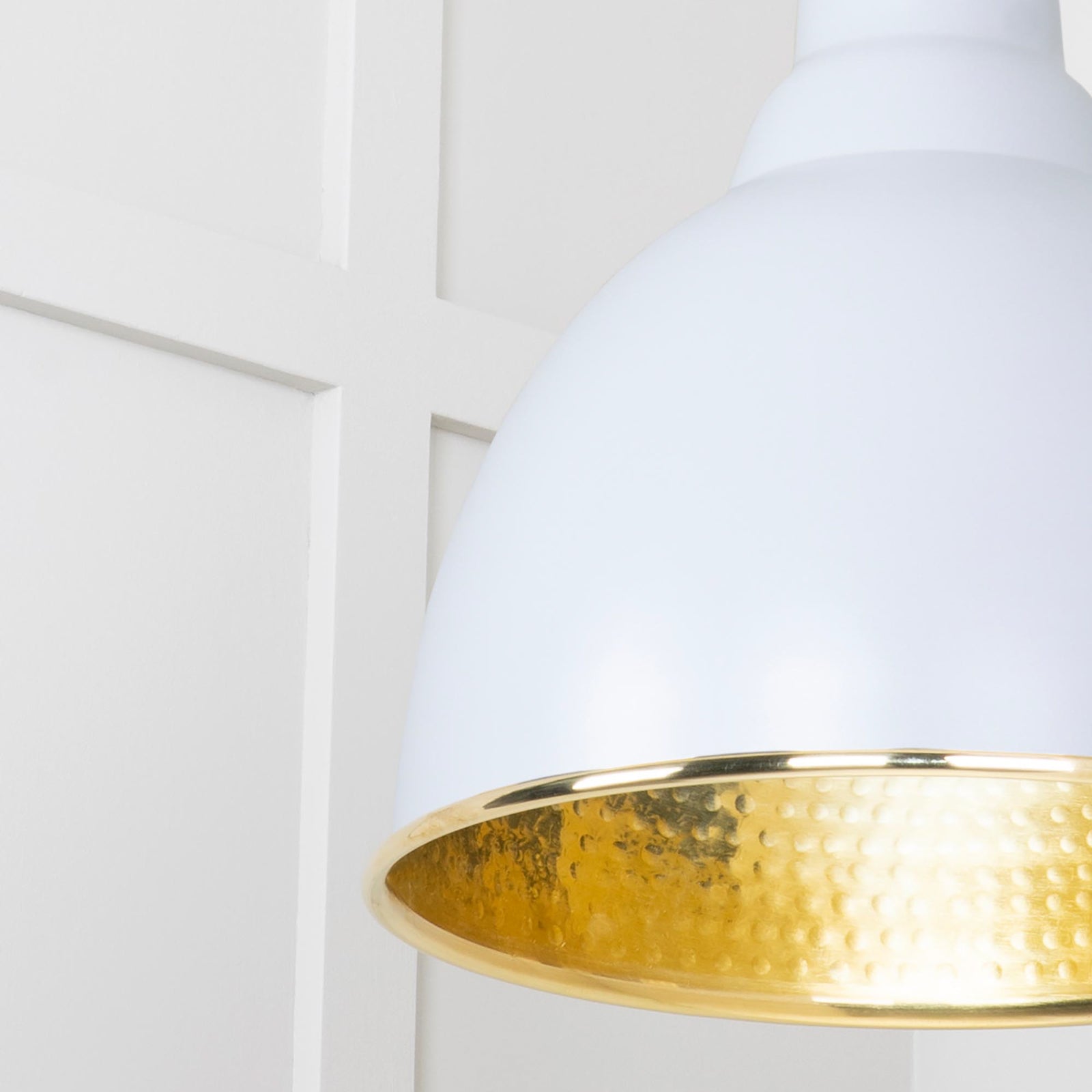 SHOW Close Up image of Brindley Ceiling Light in Tump In Hammered brass