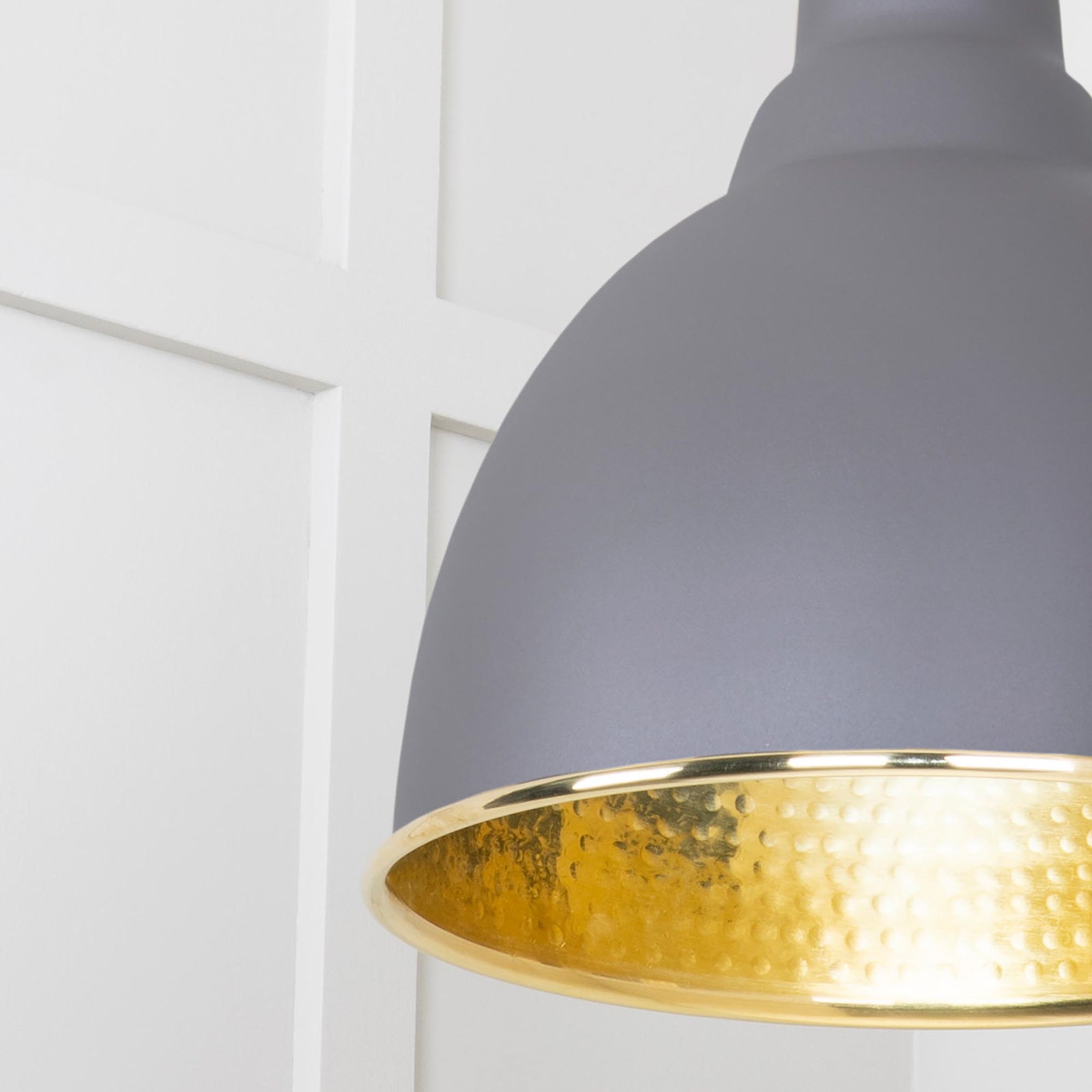 SHOW Close Up image of Brindley Ceiling Light in Bluff In Hammered brass