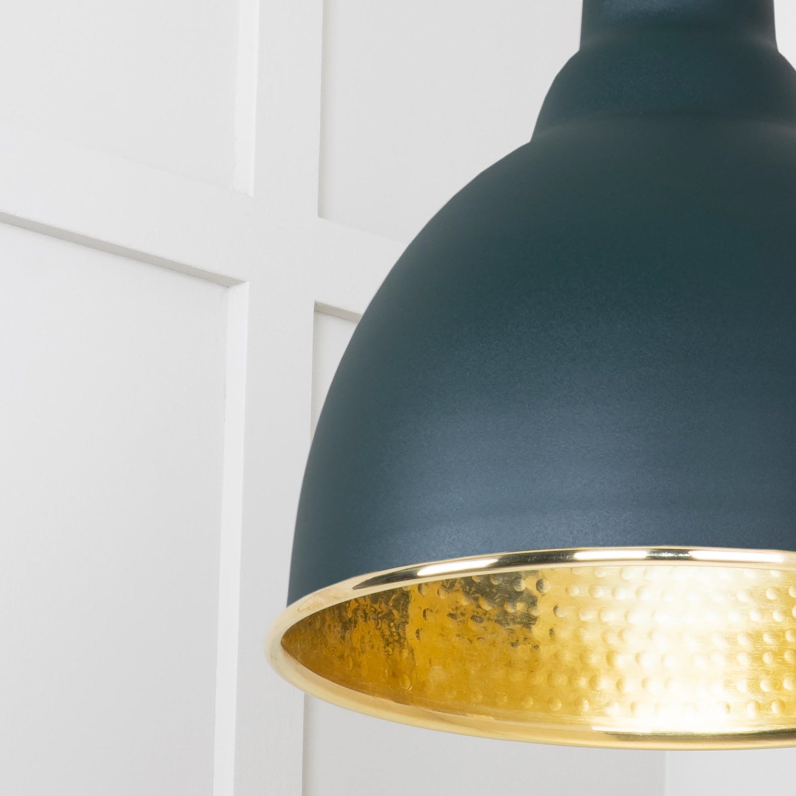 SHOW Close Up image of Brindley Ceiling Light in Dingle In Hammered brass
