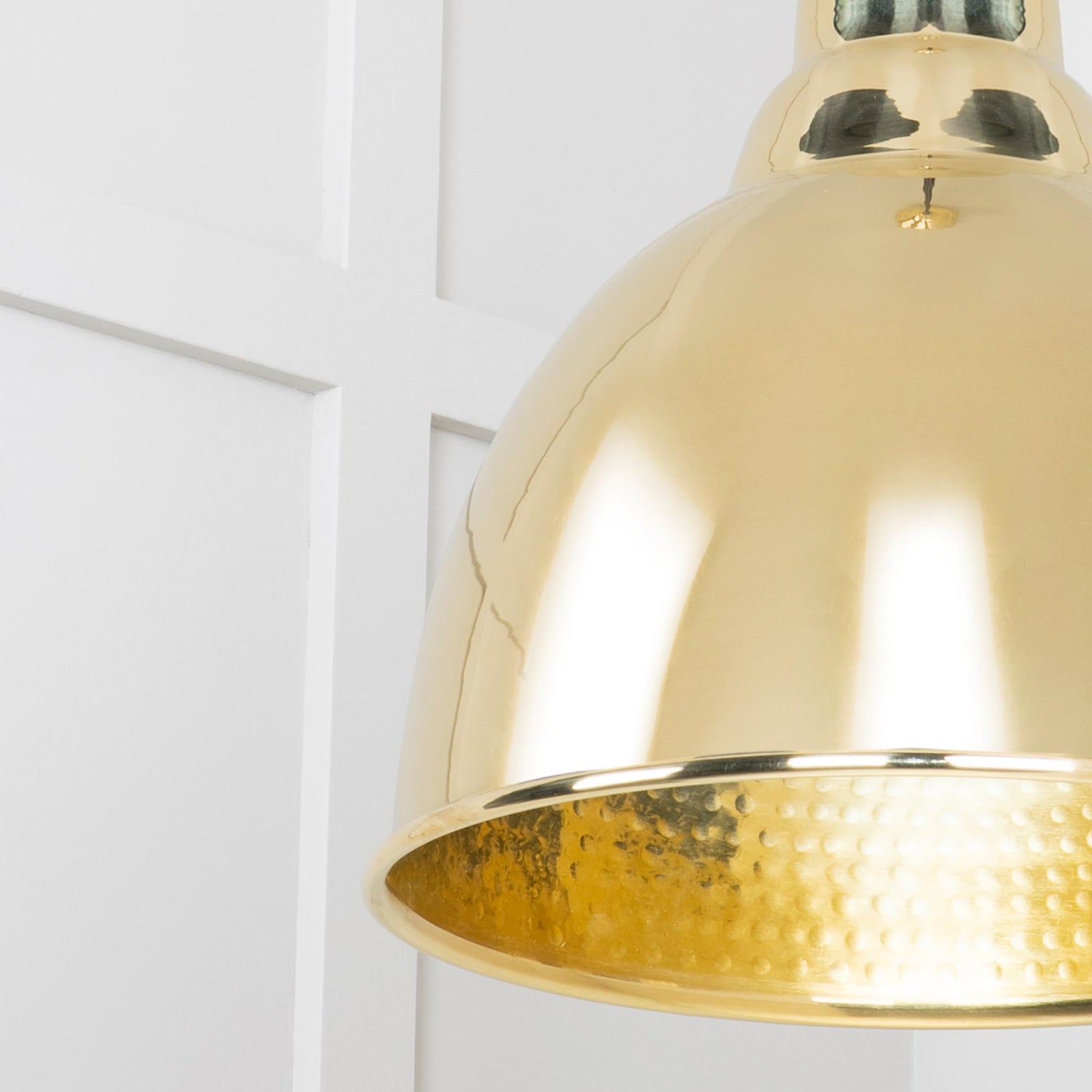 SHOW Close Up Image of Brindley Ceiling Light in Hammered Brass