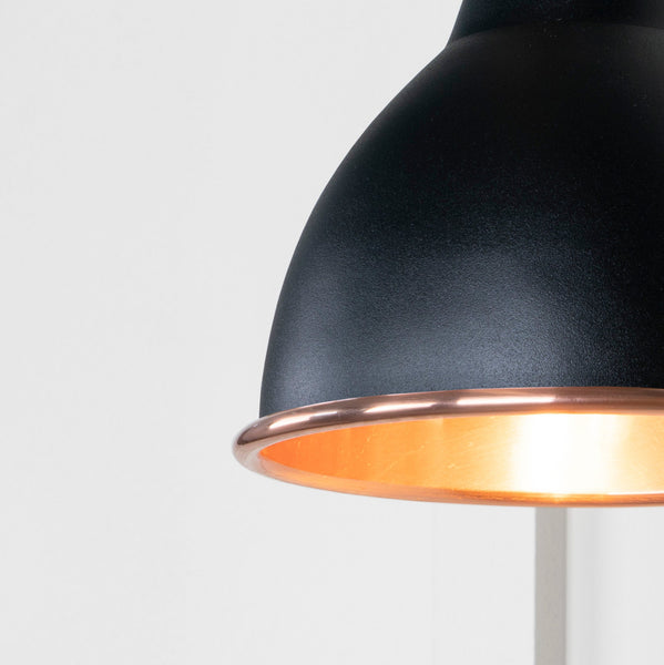 SHOW SHOW Close Up image of Brindley Wall Light in Elan Black in Smooth Copper