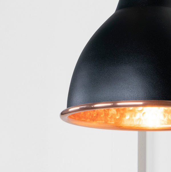 SHOW SHOW Close Up image of Brindley Wall Light in Elan Black in Hammered Copper
