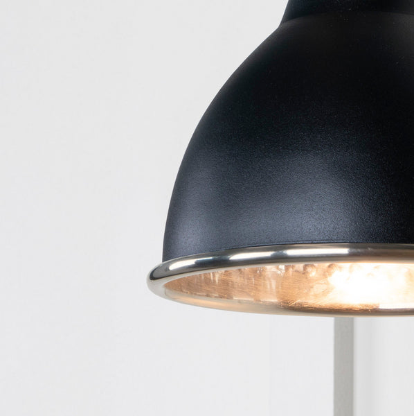 SHOW SHOW Close Up image of Brindley Wall Light in Elan Black in Hammered Nickel