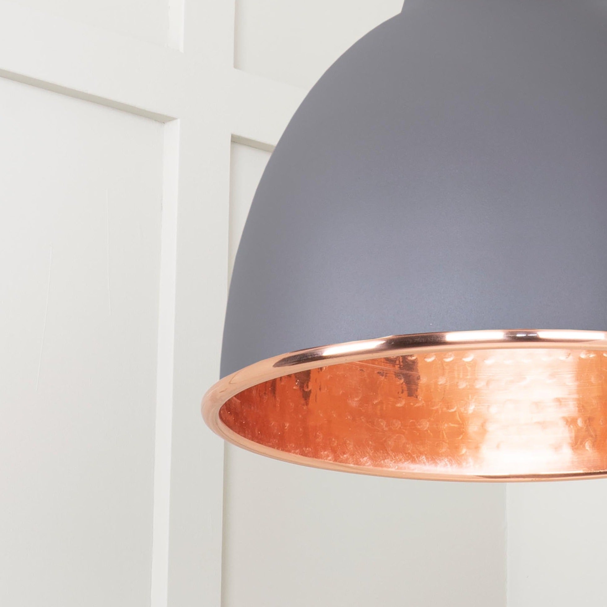  SHOW Close Up Image of Brindley Cluster Light in Bluff in Hammered Copper