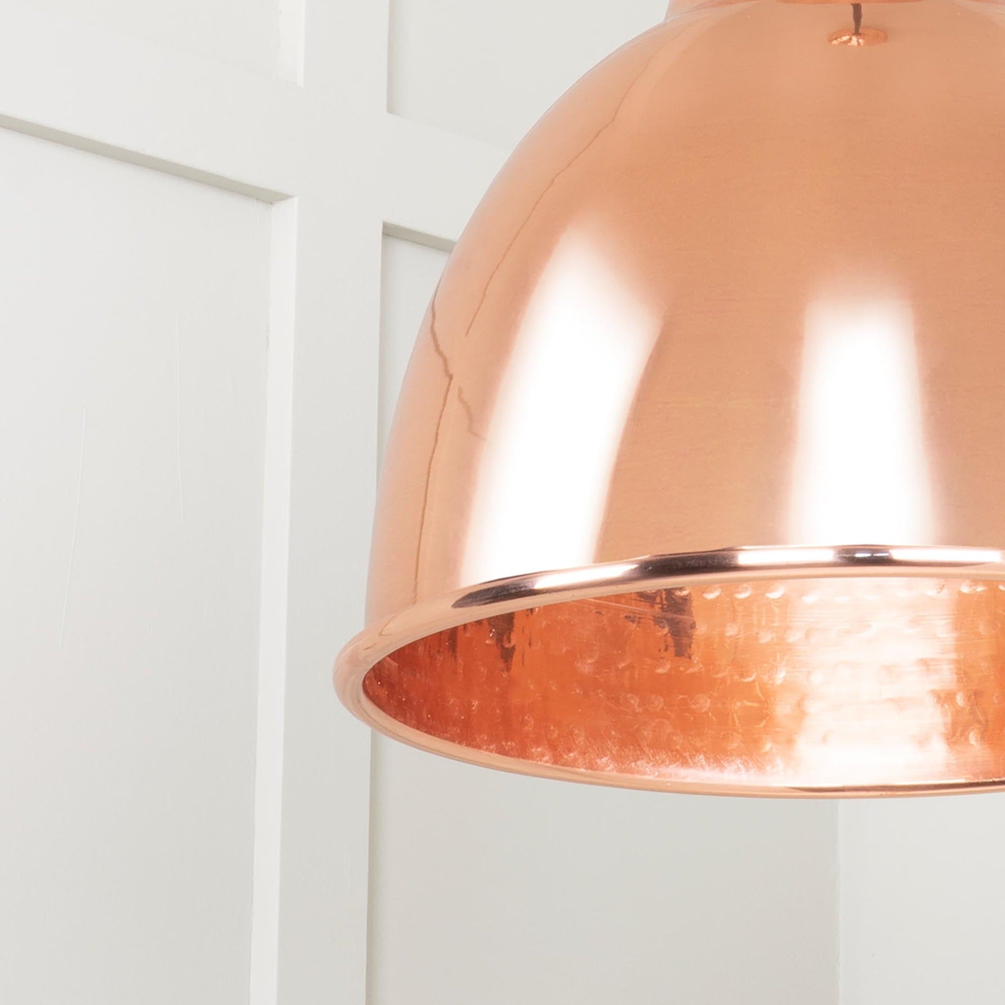 SHOW Close Up Image Of Single Pendant of Brindley Cluster Light in Hammered Copper