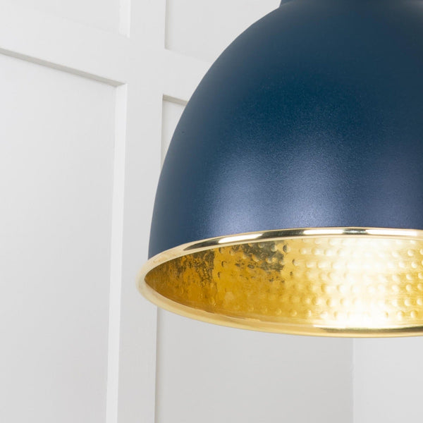 SHOW  SHOW Close Up Image of Brindley Cluster Light in Dusk in Hammered Brass