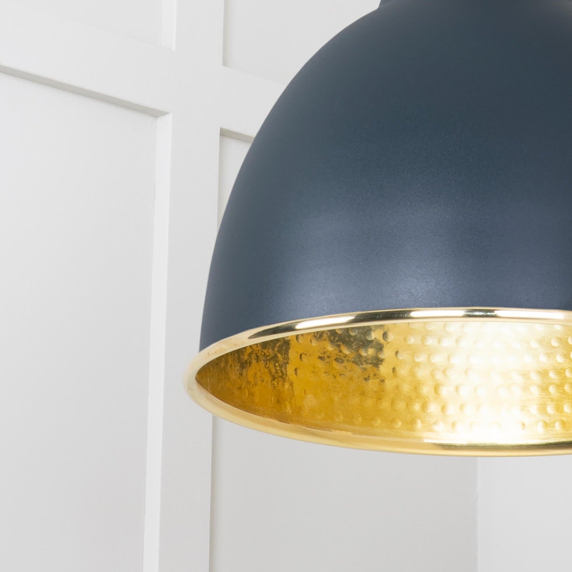  SHOW Close Up Image of Brindley Cluster Light in Soot in Hammered Brass