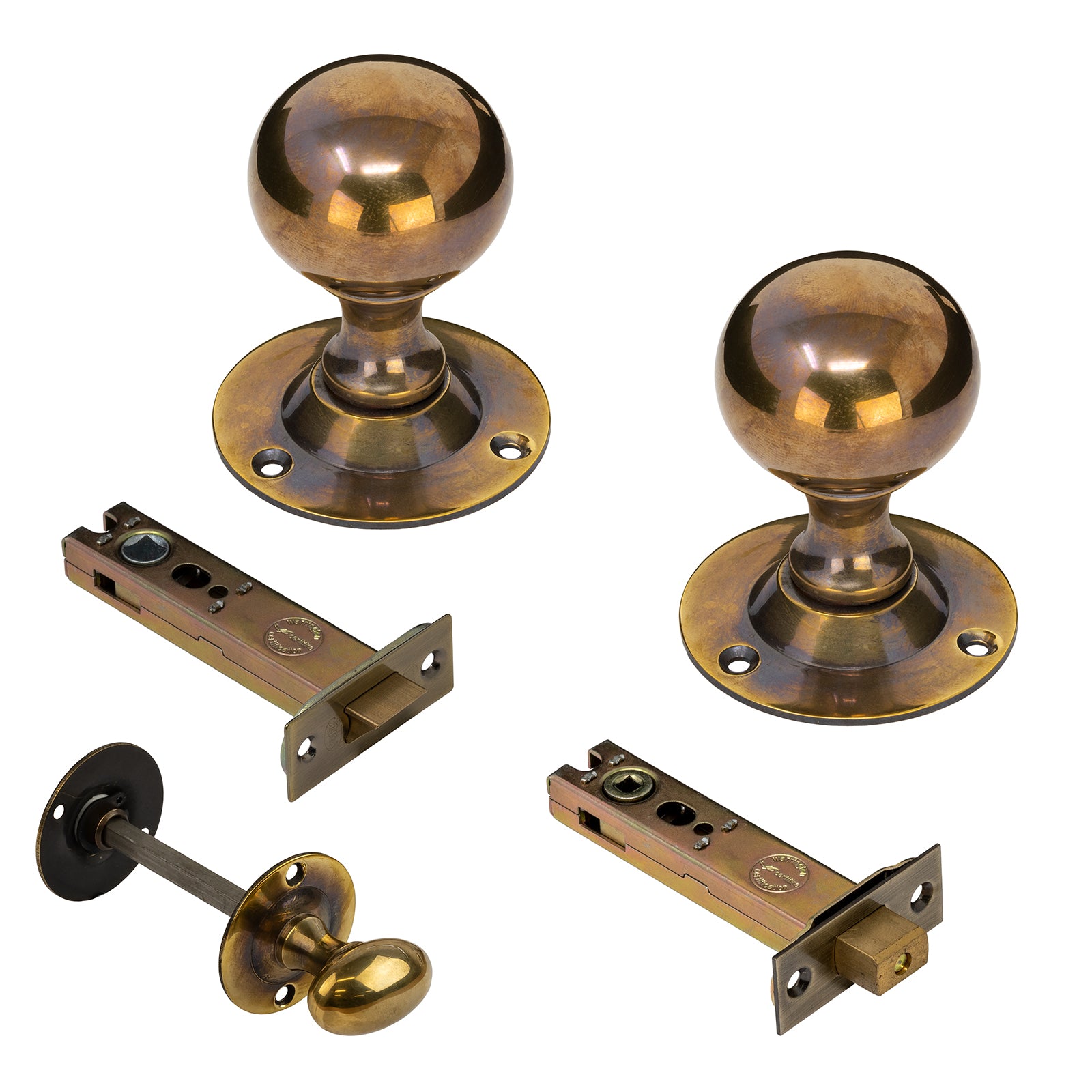 Round Antique Brass 4 inch Bathroom Set