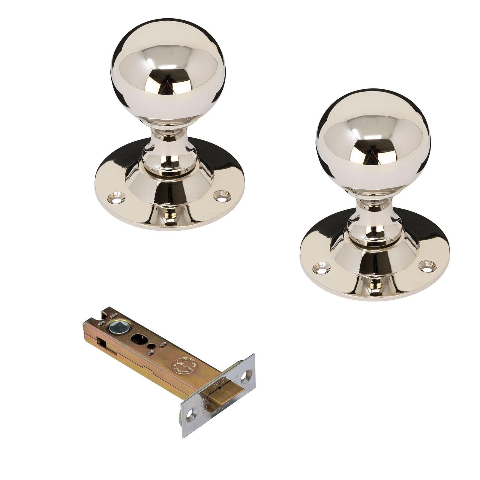 Round Nickel  Door Knobs 4 inch Latch Set