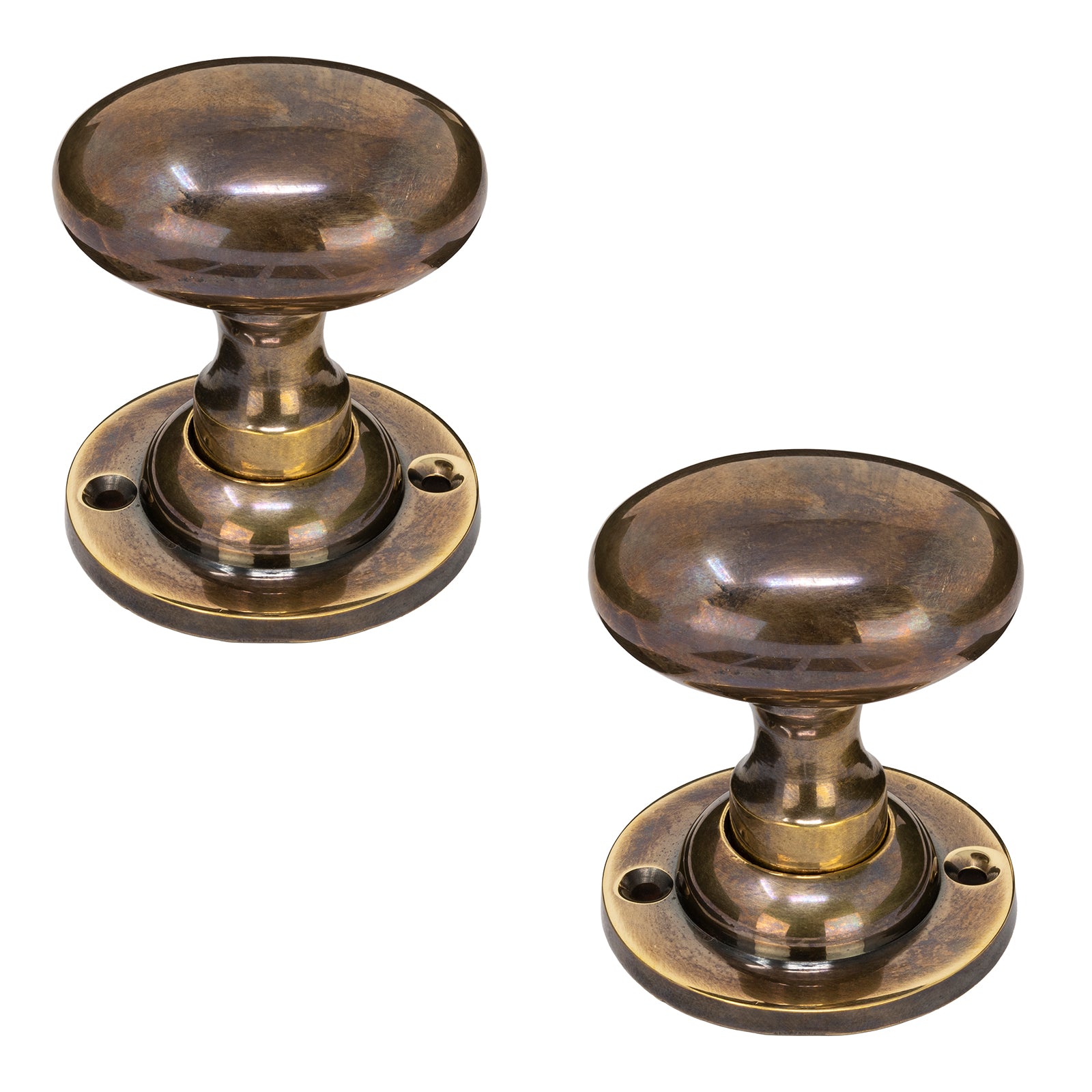 Pair of St Julien Hand Crafted Brass Oval Door Knobs Handles