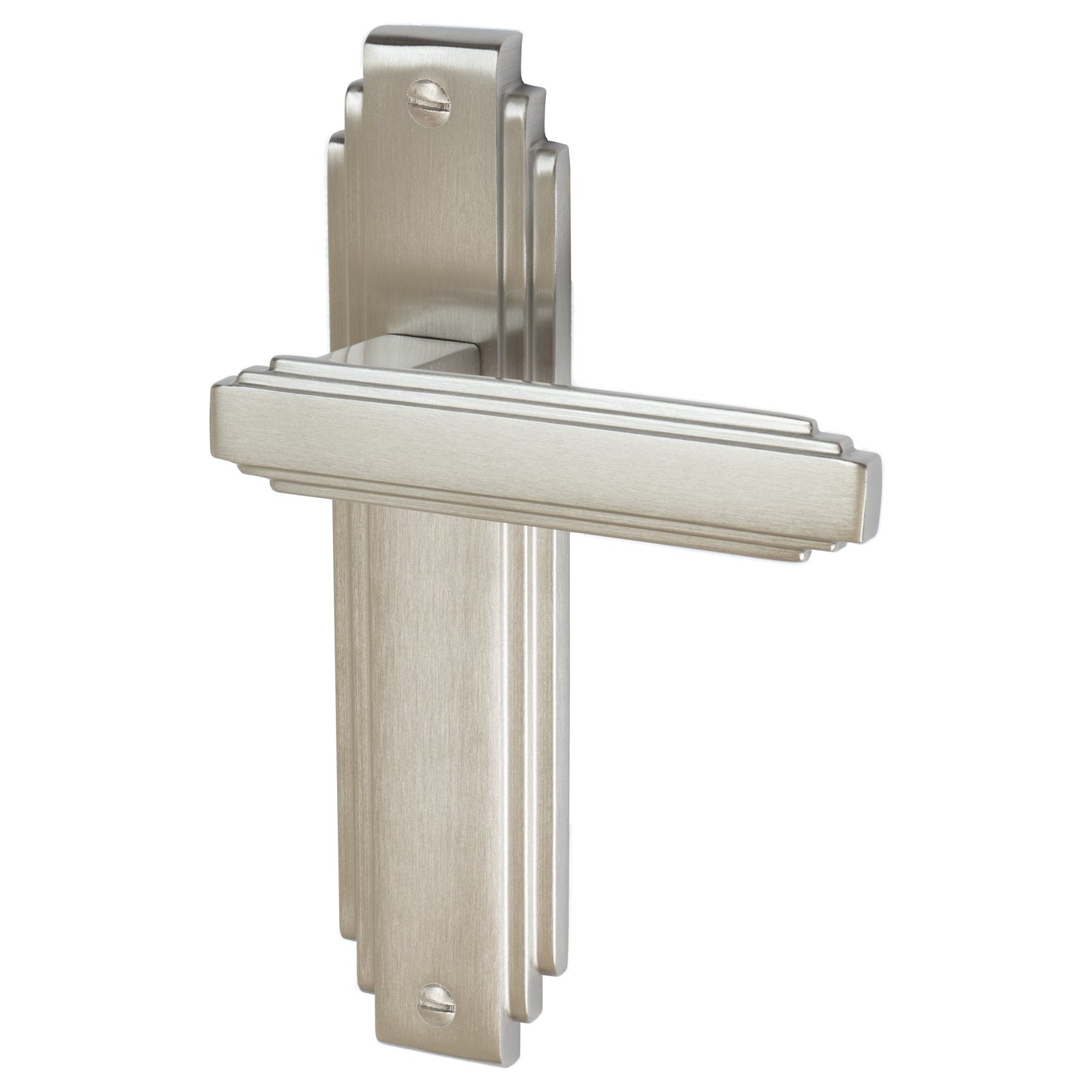 Astoria Door Handles On Plate Latch Handle in Satin Nickel SHOW