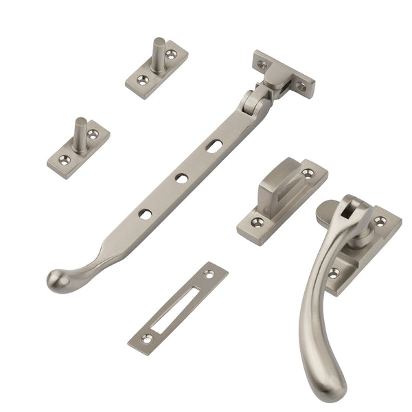Satin nickel 8 inch ball end casement window stay set SHOW