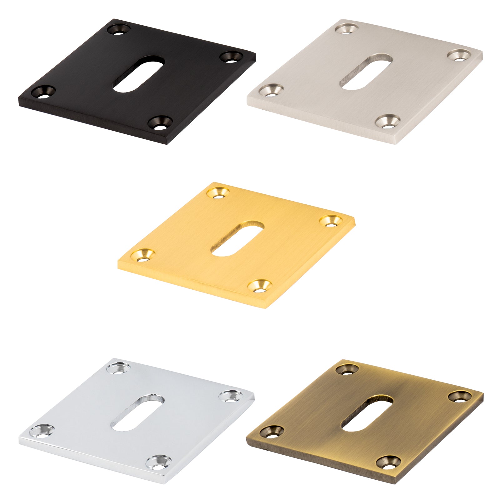 square brass escutcheon standard low profile screw on plates