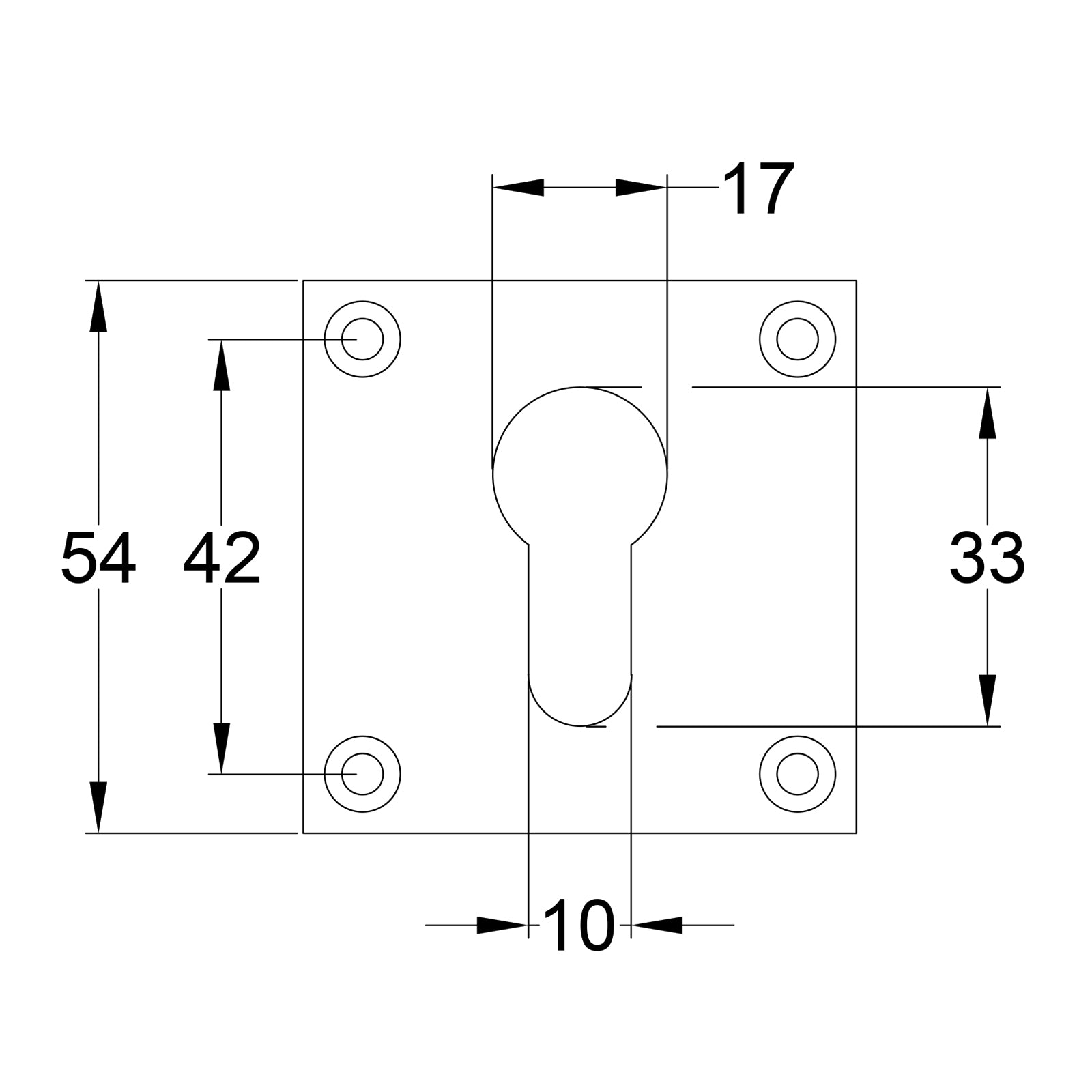 square brass escutcheon euro low profile dimension drawing SHOW