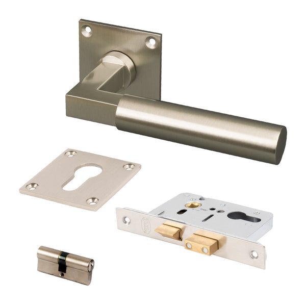 nickel lever on rose low profile euro lock set
