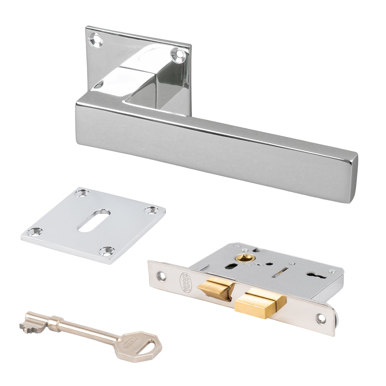 chrome Delta handles low profile plate 3 lever lock set