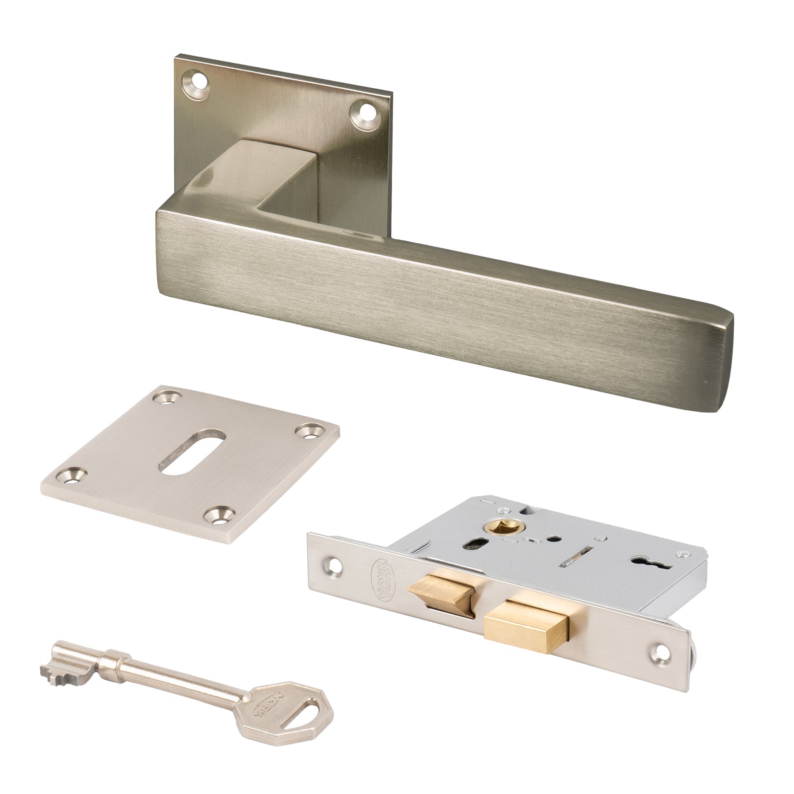 satin nickel Delta handles low profile plate 3 lever lock set